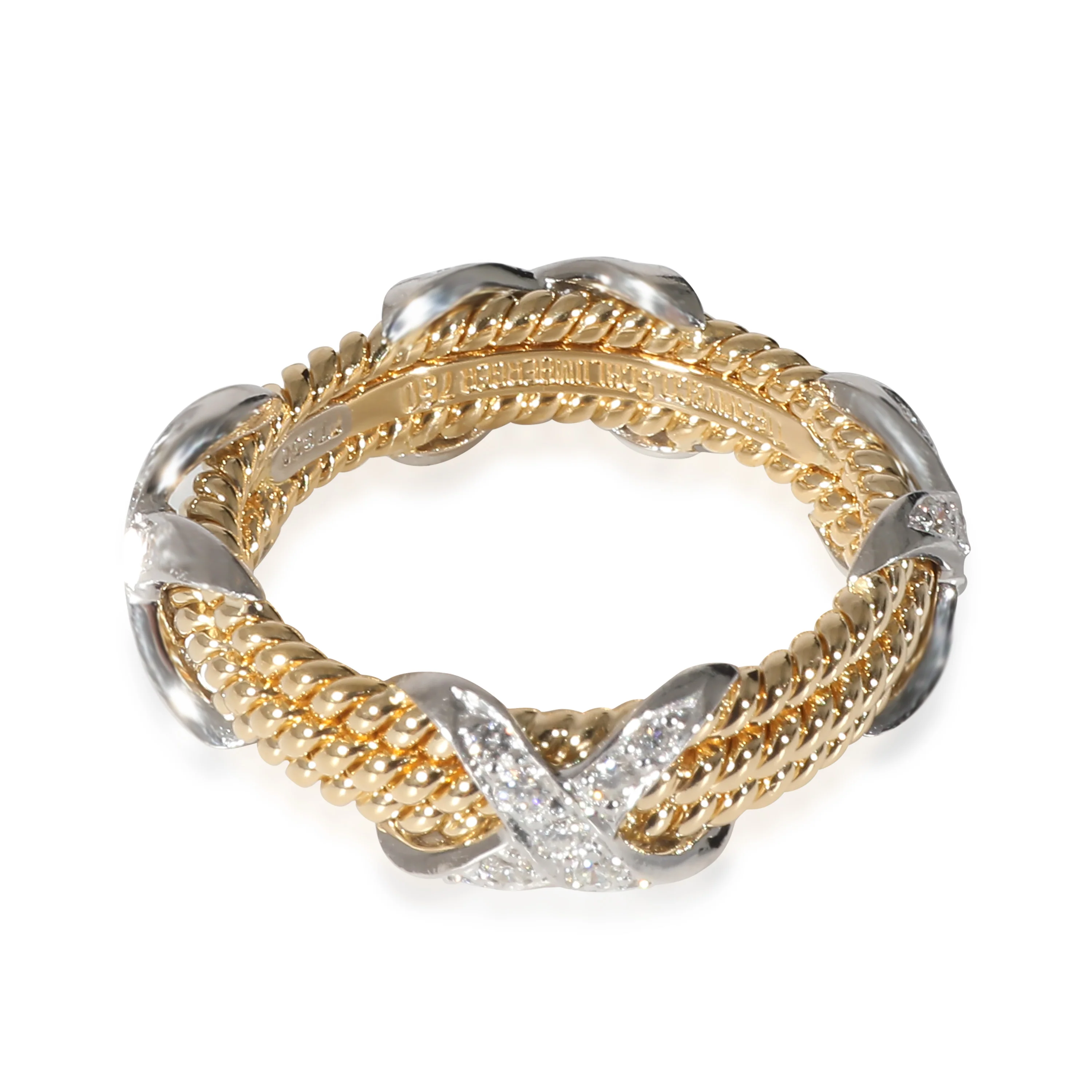 Tiffany & Co. Schlumberger Diamond X Ring in 18KT Yellow Gold/Platinum - Image 4