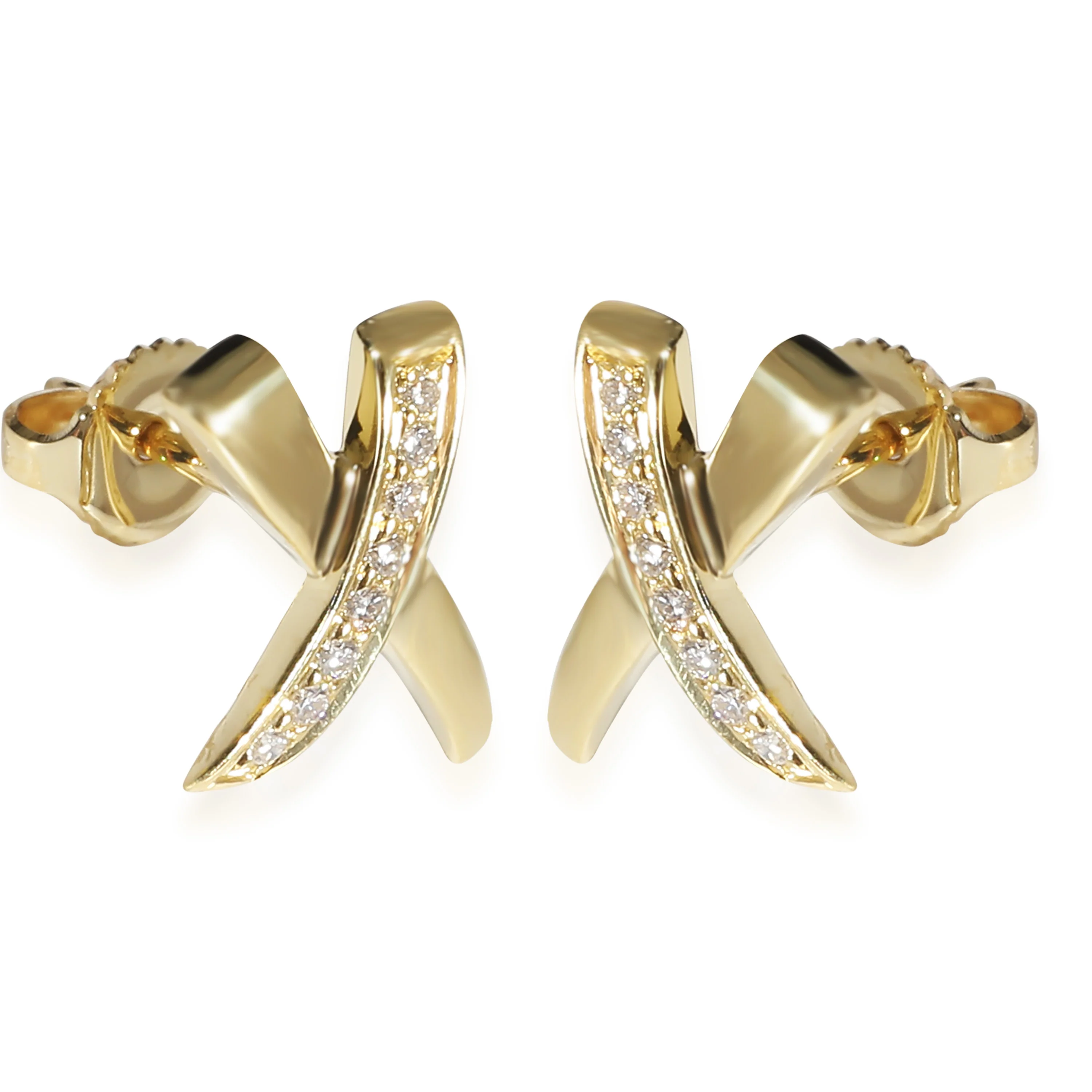 Tiffany & Co. Paloma Picasso X Graffiti Diamond Earrings, 18K Yellow Gold 0.1CTW - Image 2