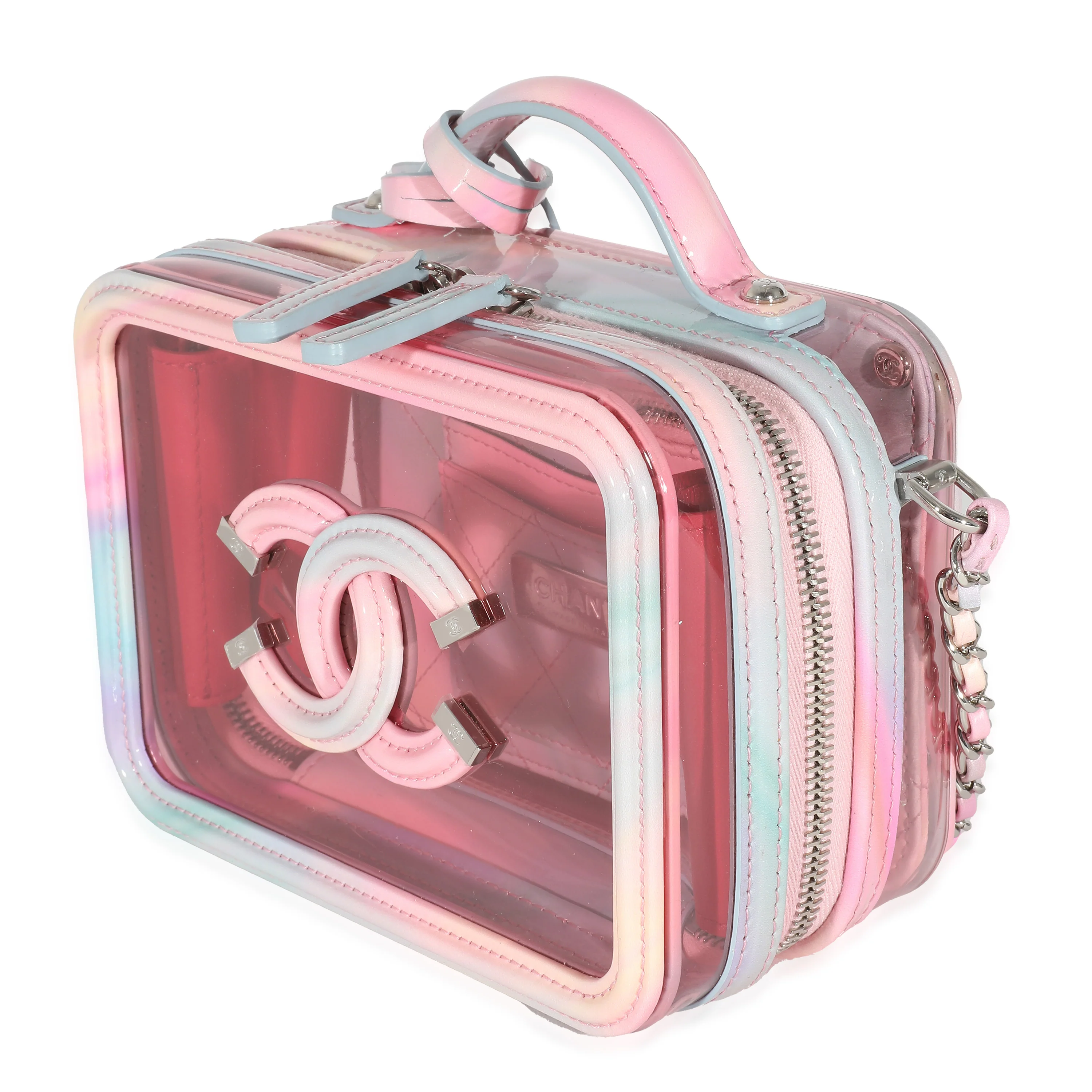 Chanel Pink PVC Patent Small Filigree Vanity Case - Image 2
