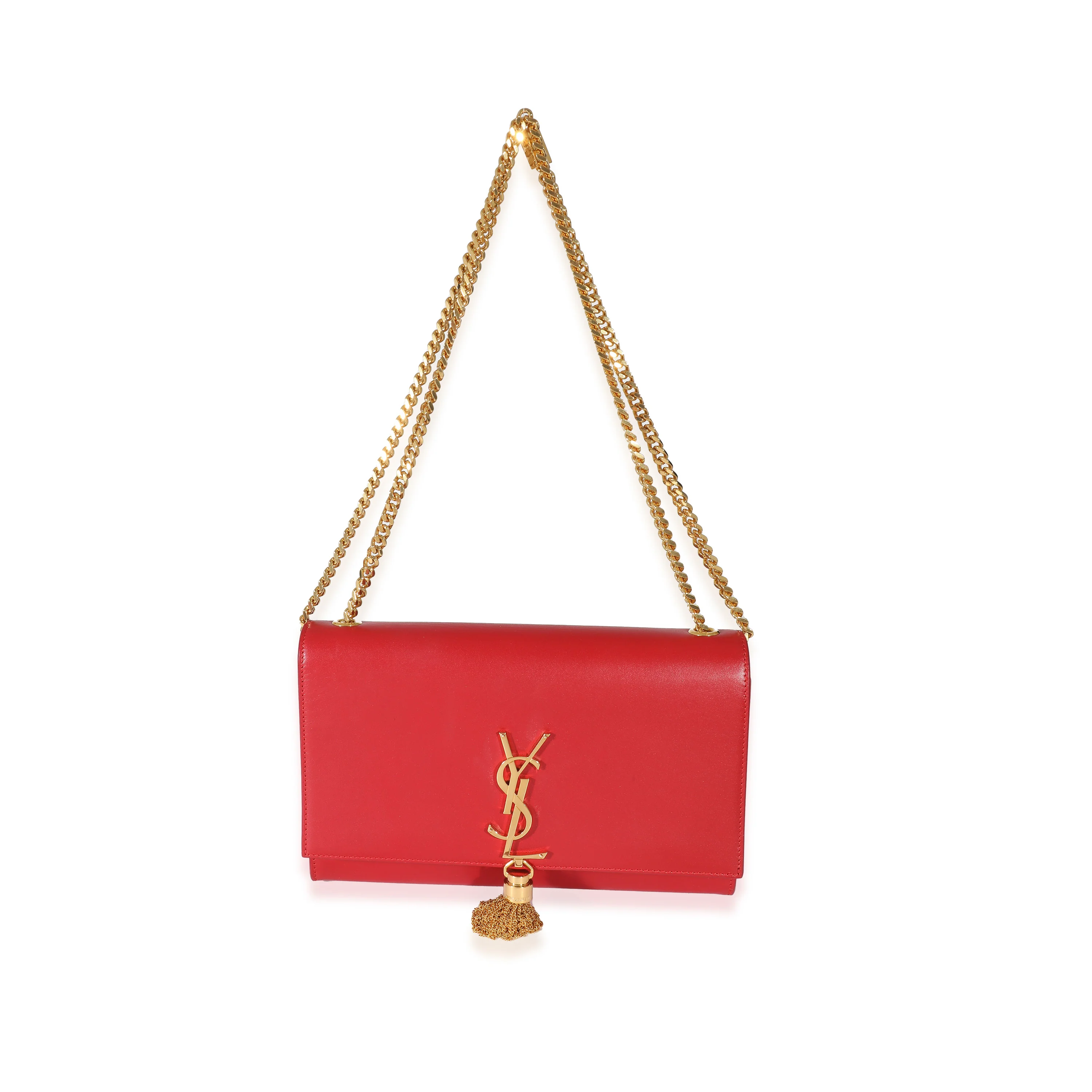 Saint Laurent Smooth Red Calfskin Medium Kate Tassel Bag - Image 3