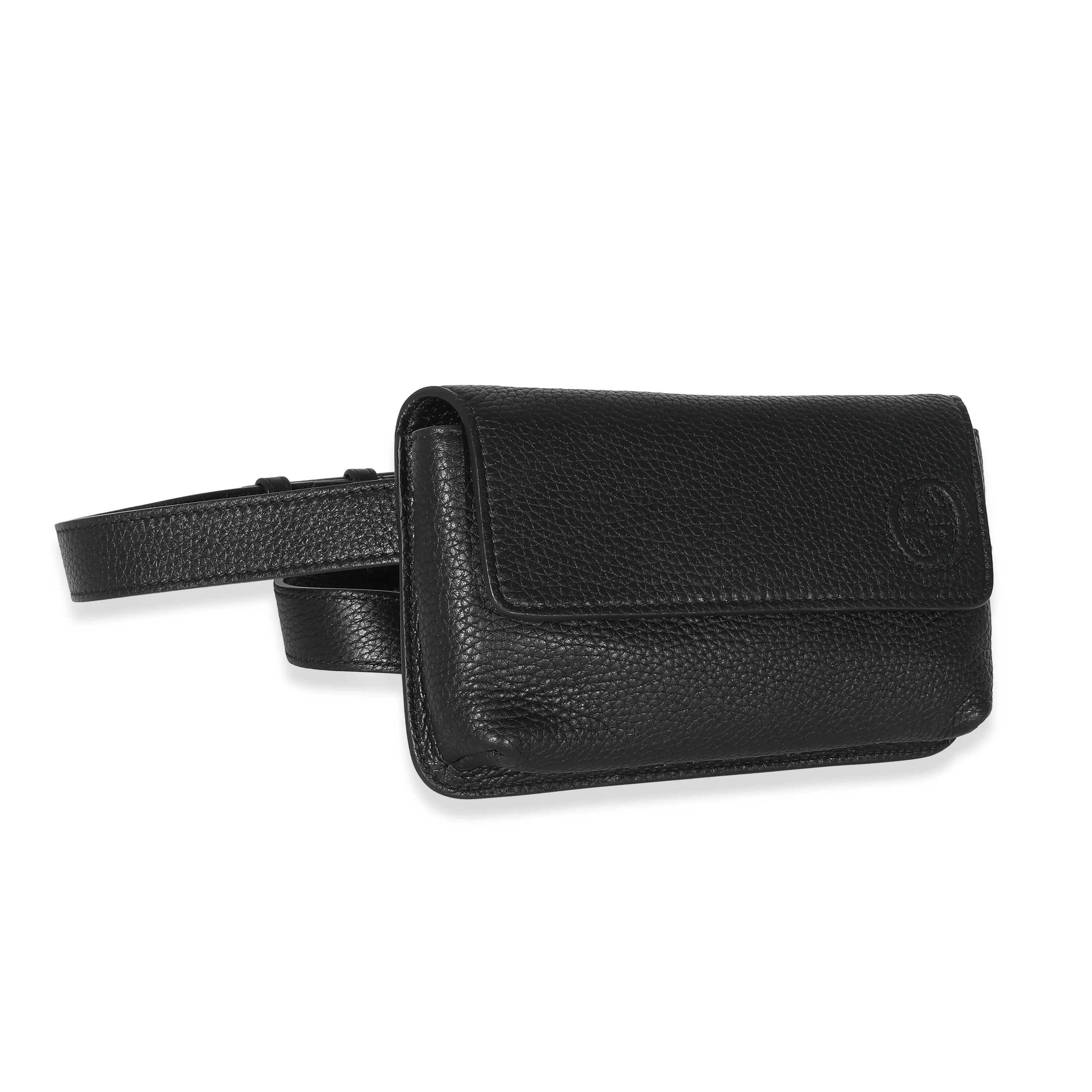 Gucci Black Pebbled Calfskin Soho Flap Belt Bag - Image 4