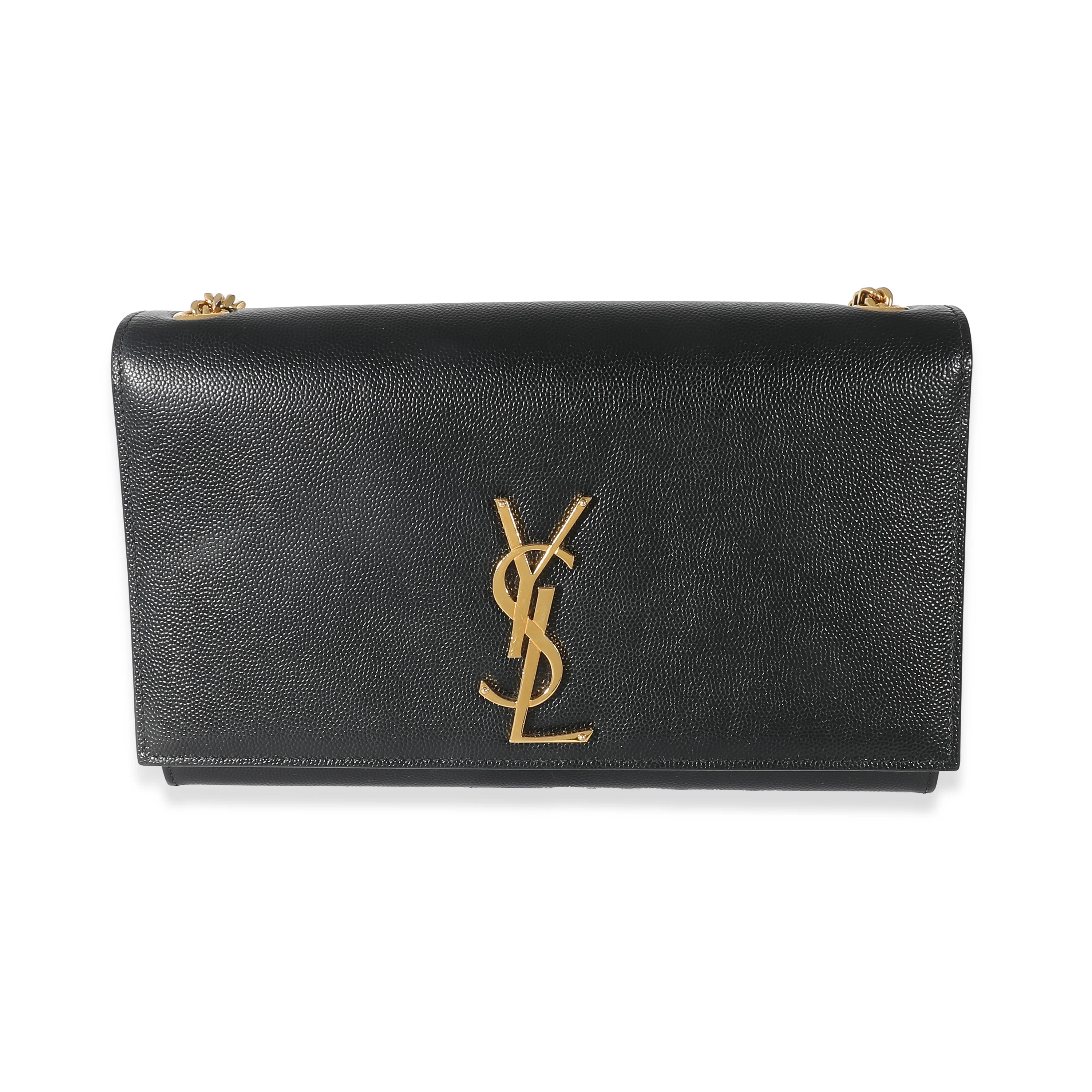 Saint Laurent Black Grain De Poudre Medium Kate Bag