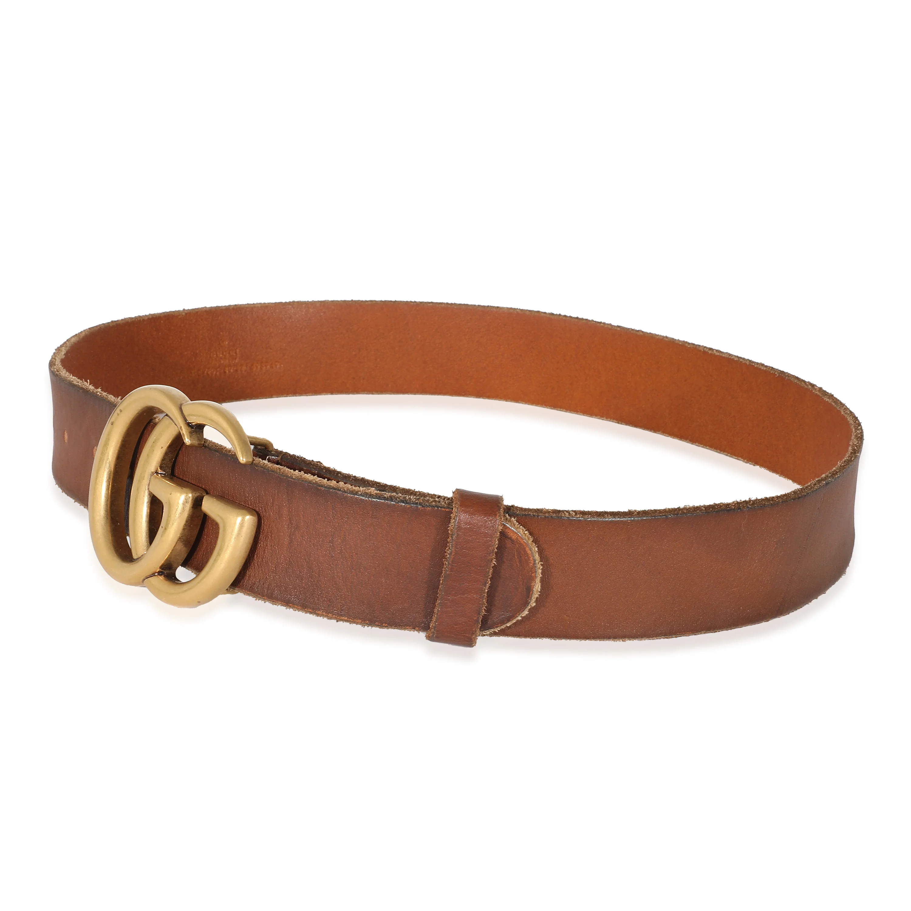 Gucci Brown Leather Double G Buckle Belt 80/32 - Image 3