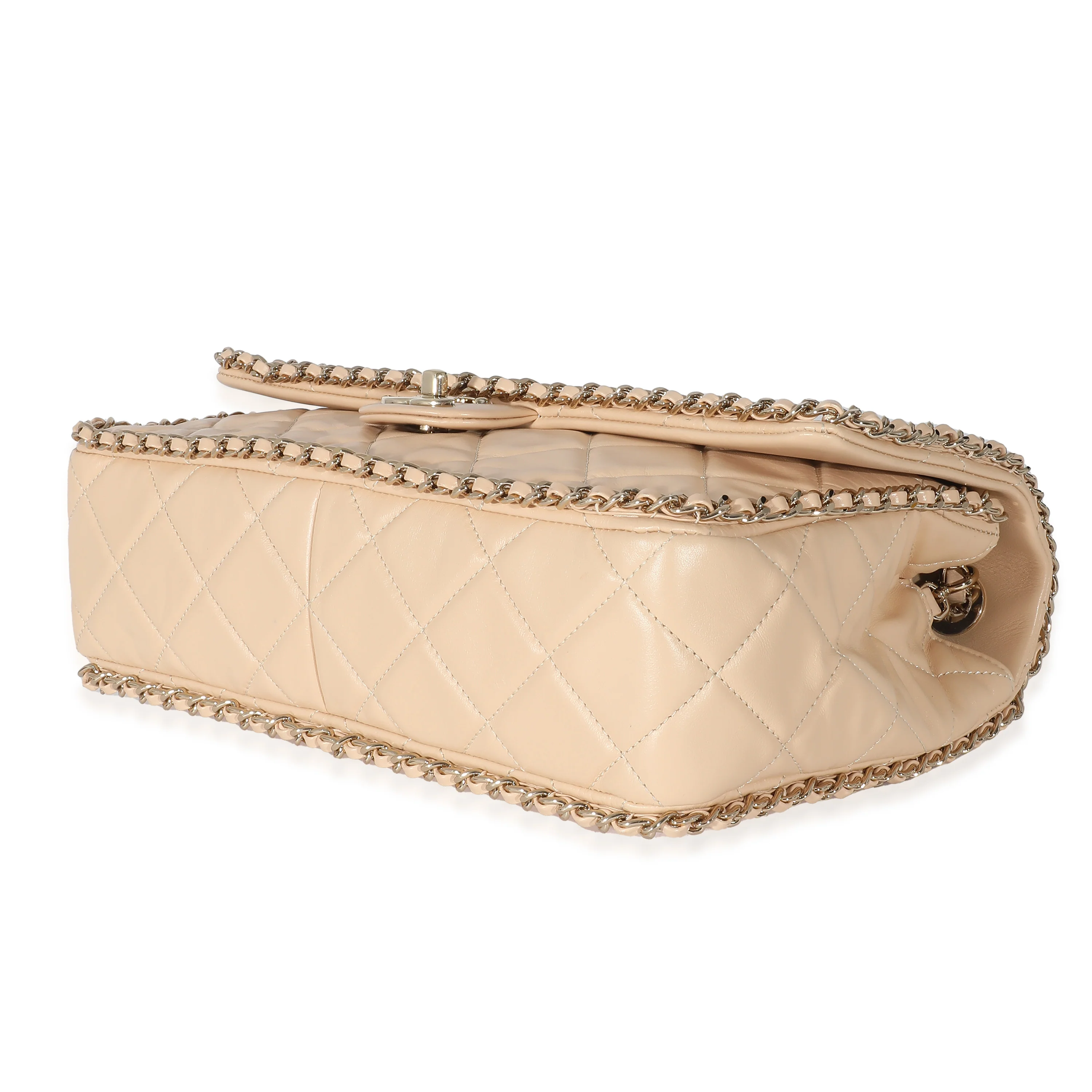 Chanel Beige Crumpled Calfskin Medium Chain All Over Flap Bag - Image 5