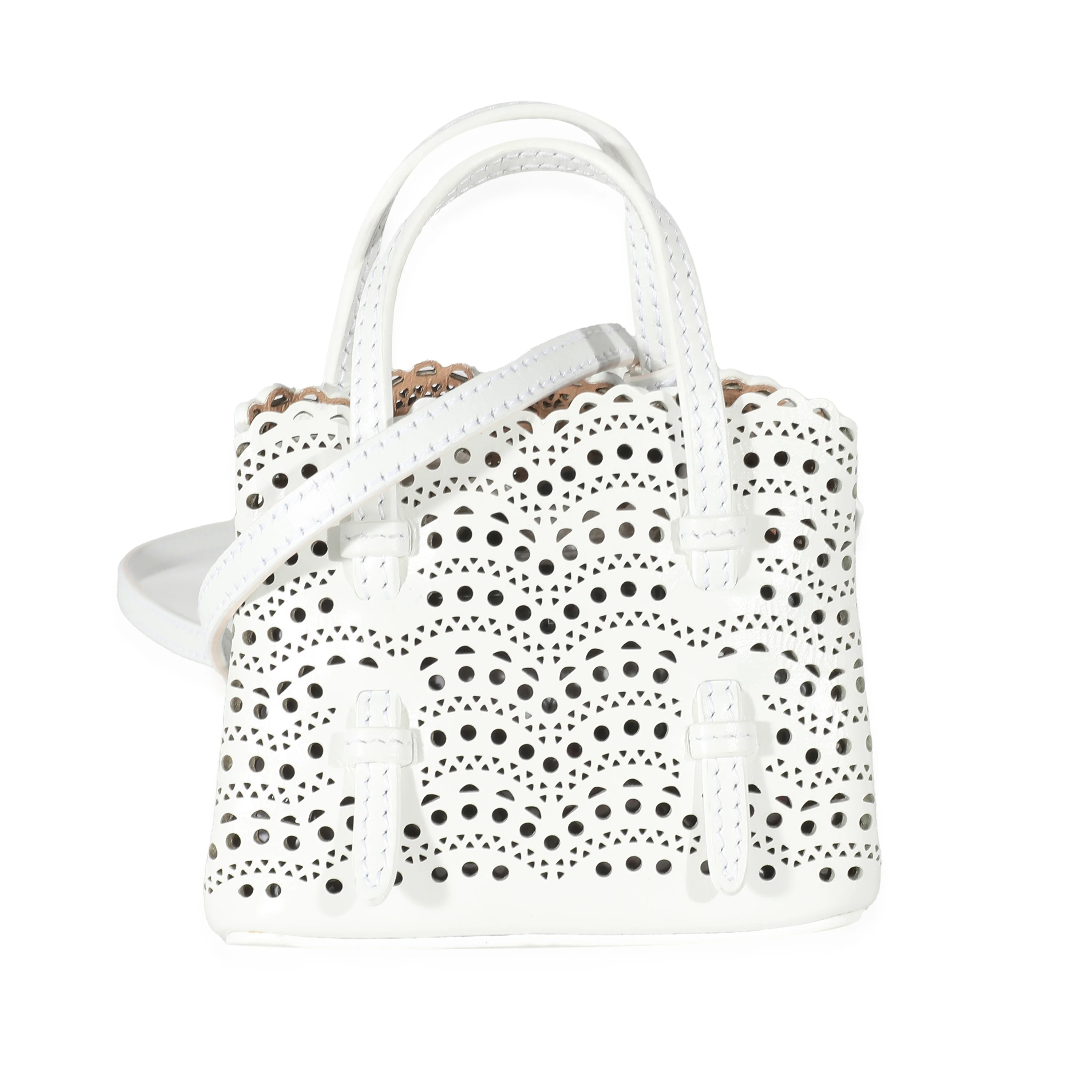 Alaia Blanc Optique Calfskin Mini Mina Bag - Image 7