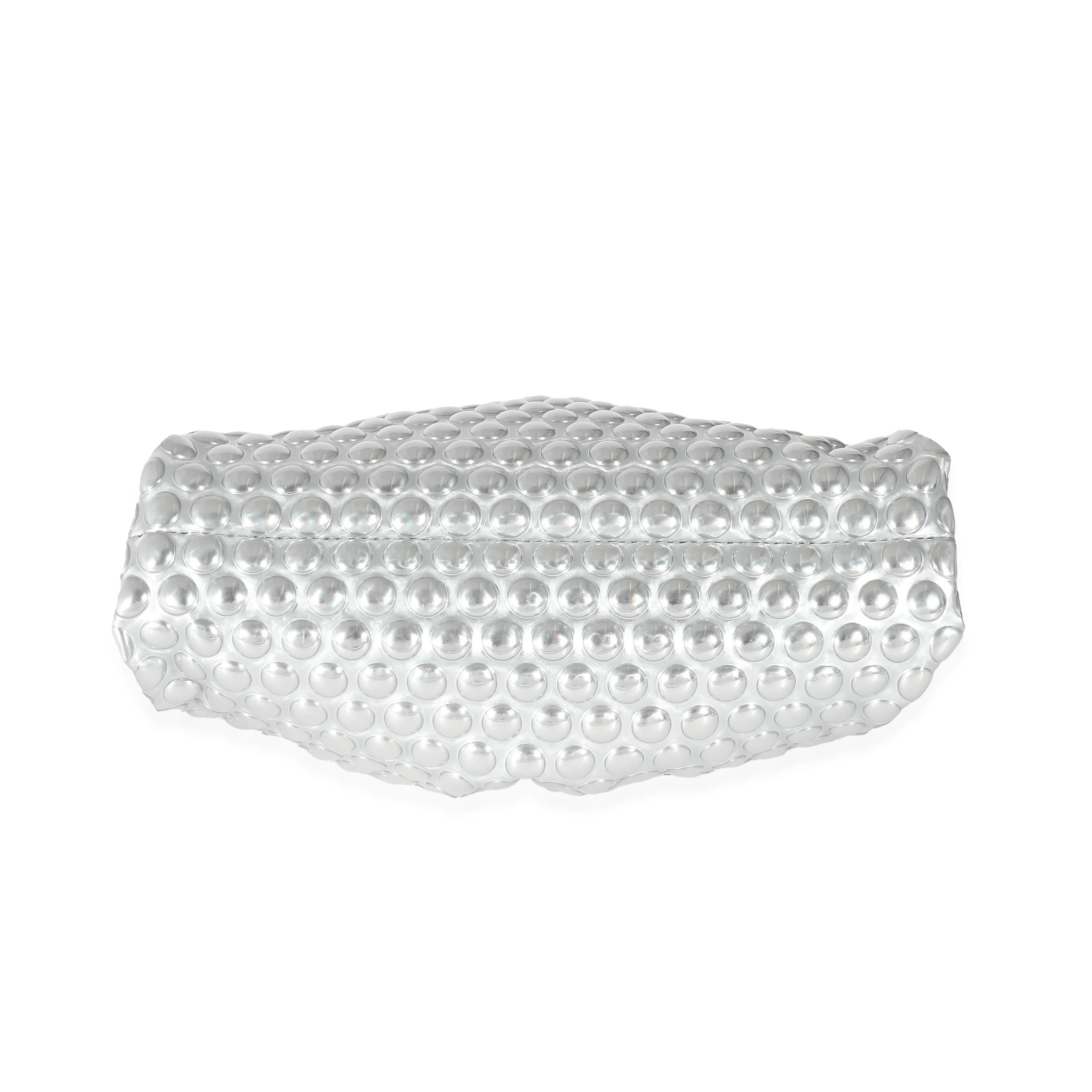 Bottega Veneta Silver Metallic Bubble Wrap Leather The Mini Pouch - Image 6