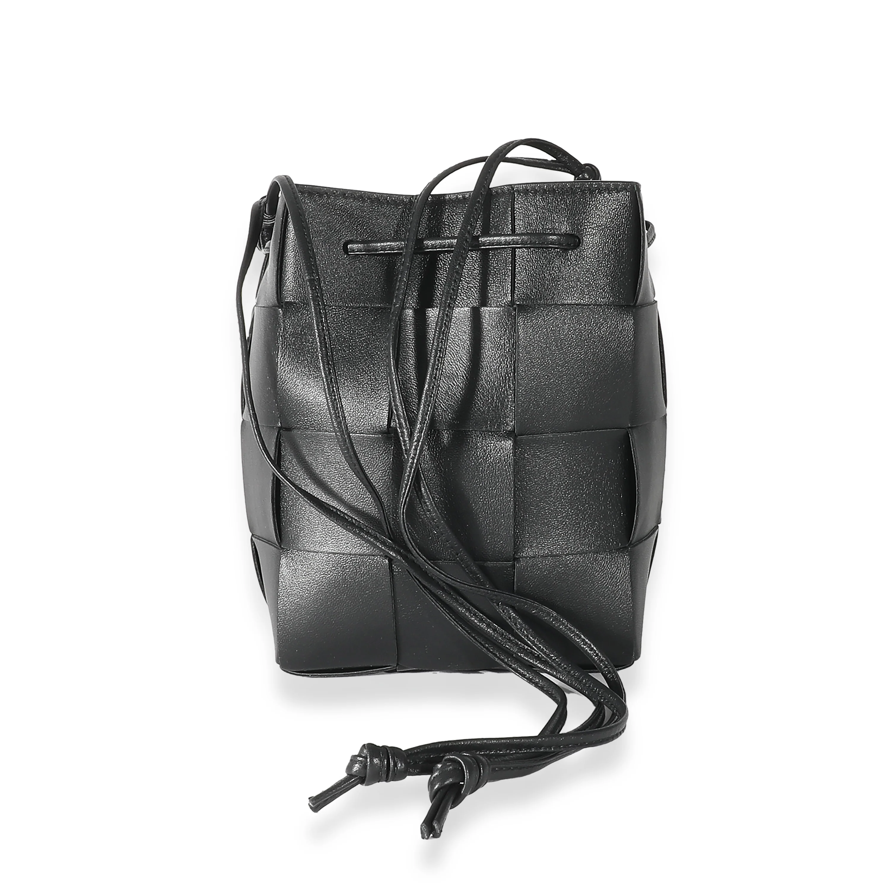 Bottega Veneta Black Intrecciato Lambskin Small Cassette Crossbody Bucket - Image 3
