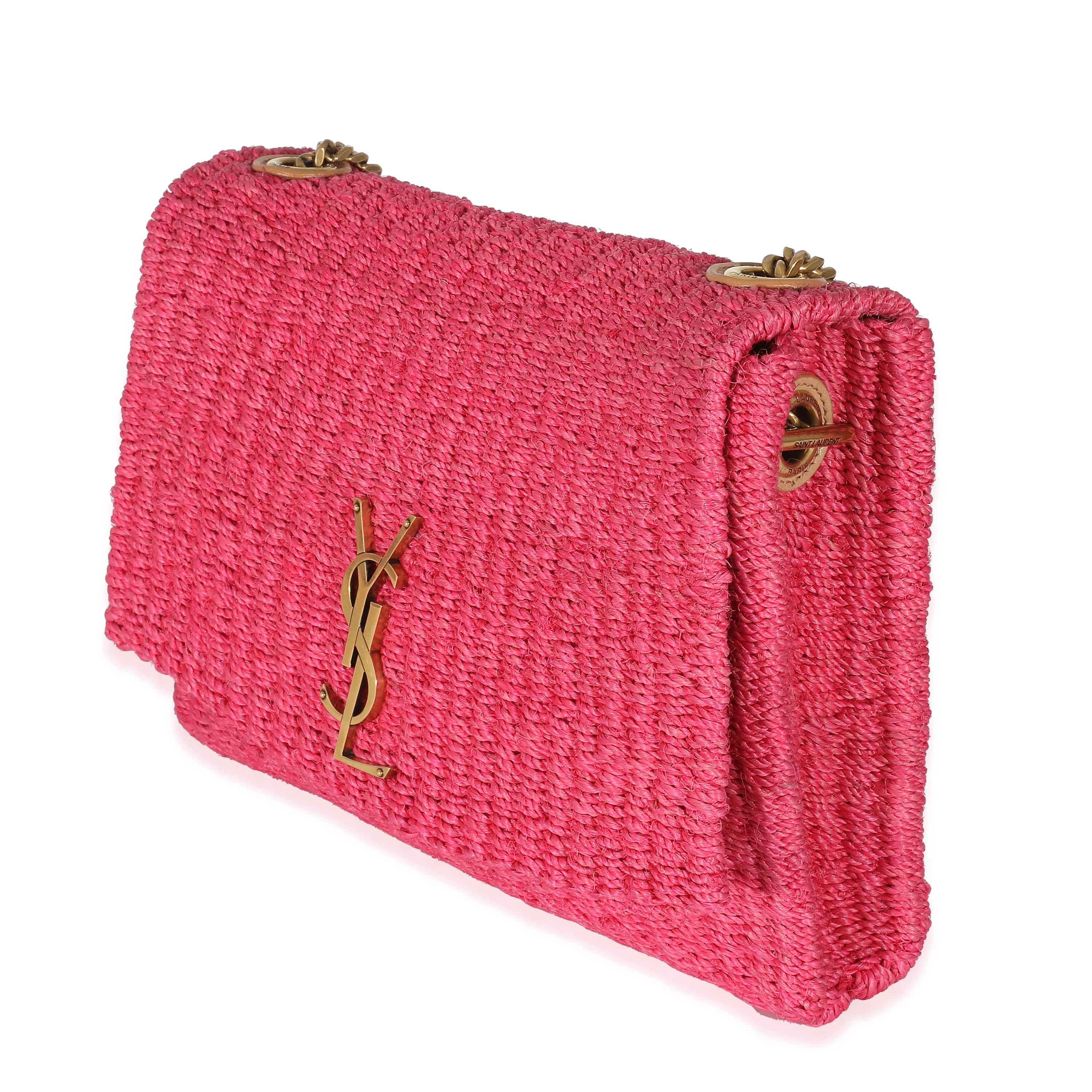 Saint Laurent Pink Woven Sisal Medium Kate Bag - Image 2