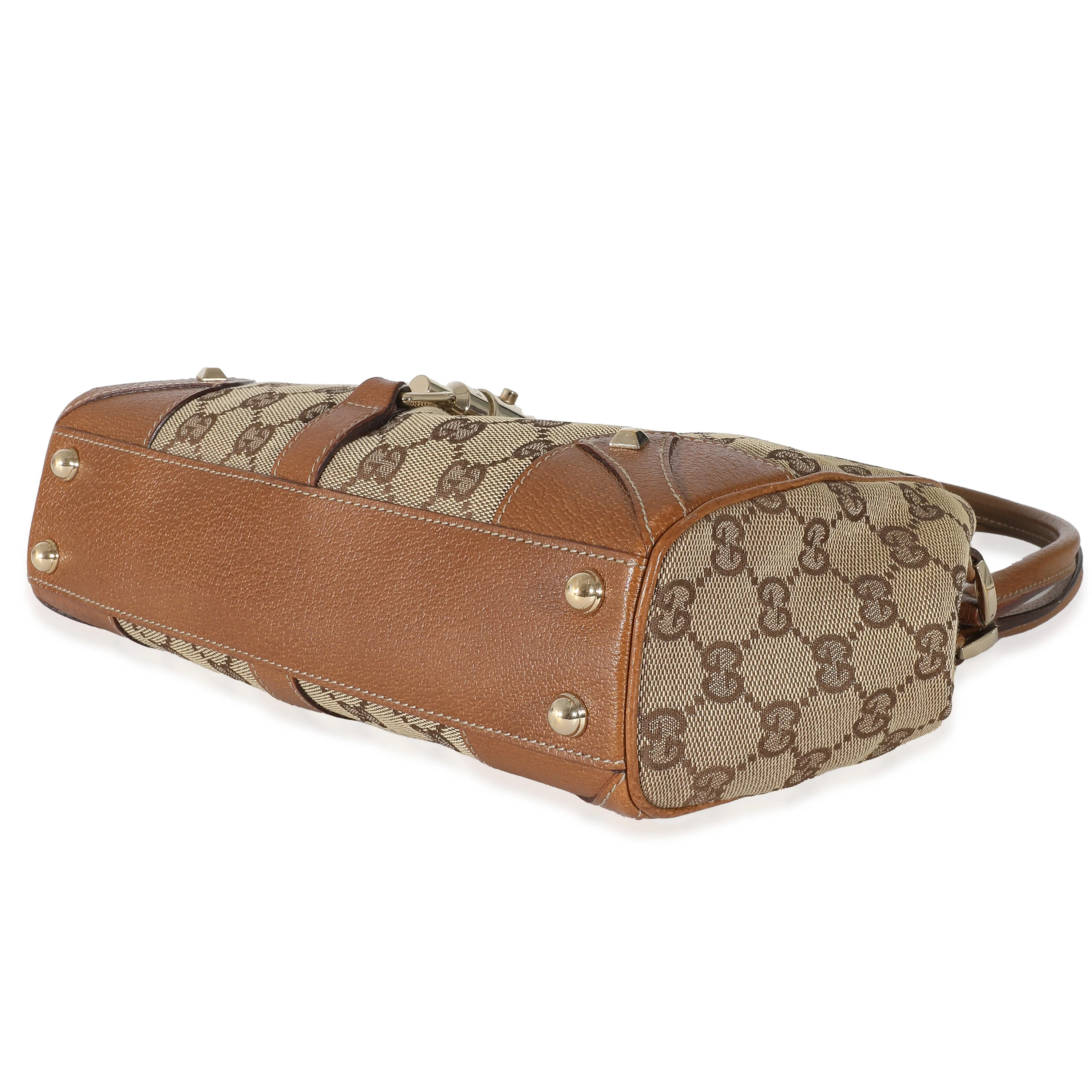 Gucci Beige GG Canvas Nailhead Jackie Bardot - Image 7