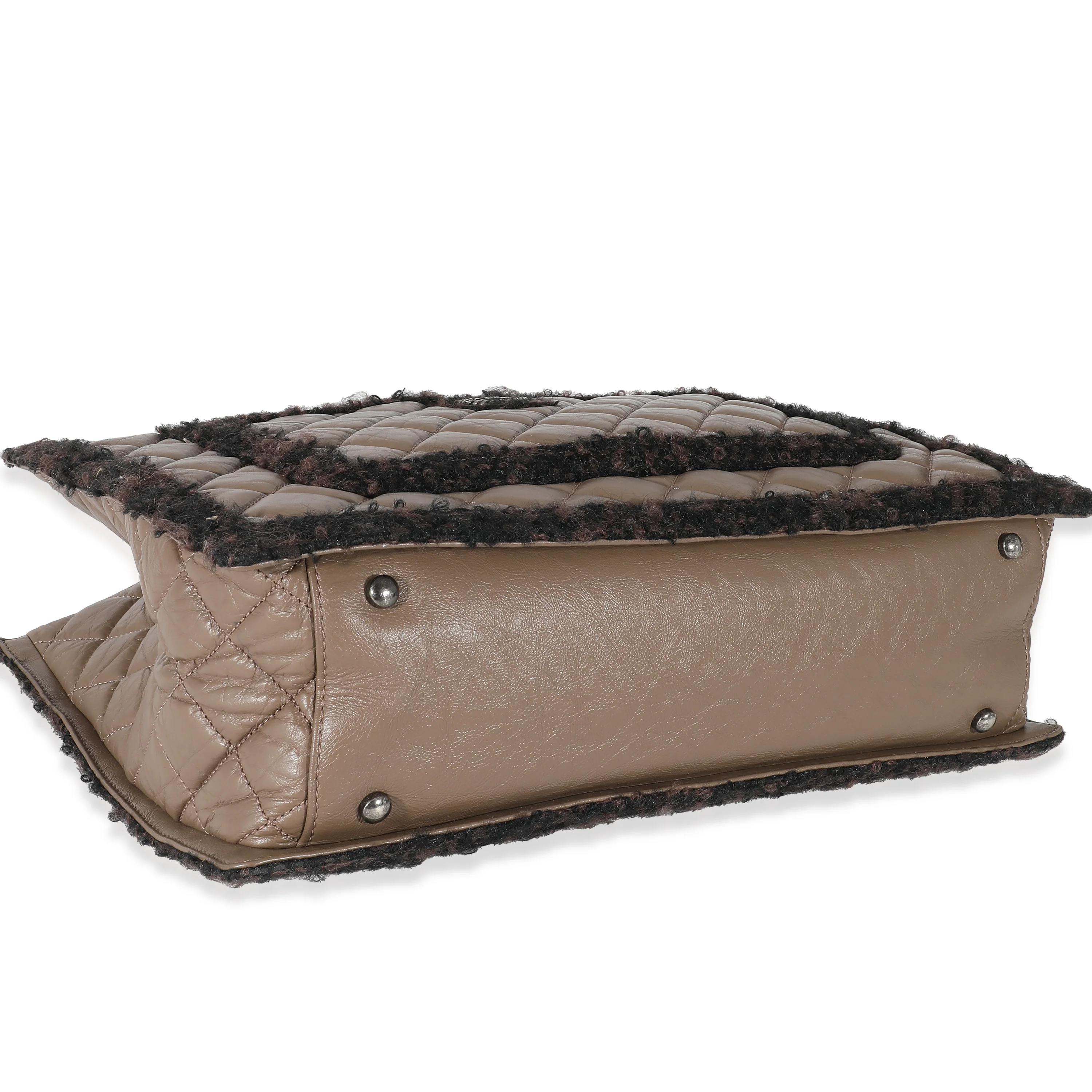 Chanel Taupe Quilted Aged Calfskin Tweed Chanel Secrets Tote - Image 6