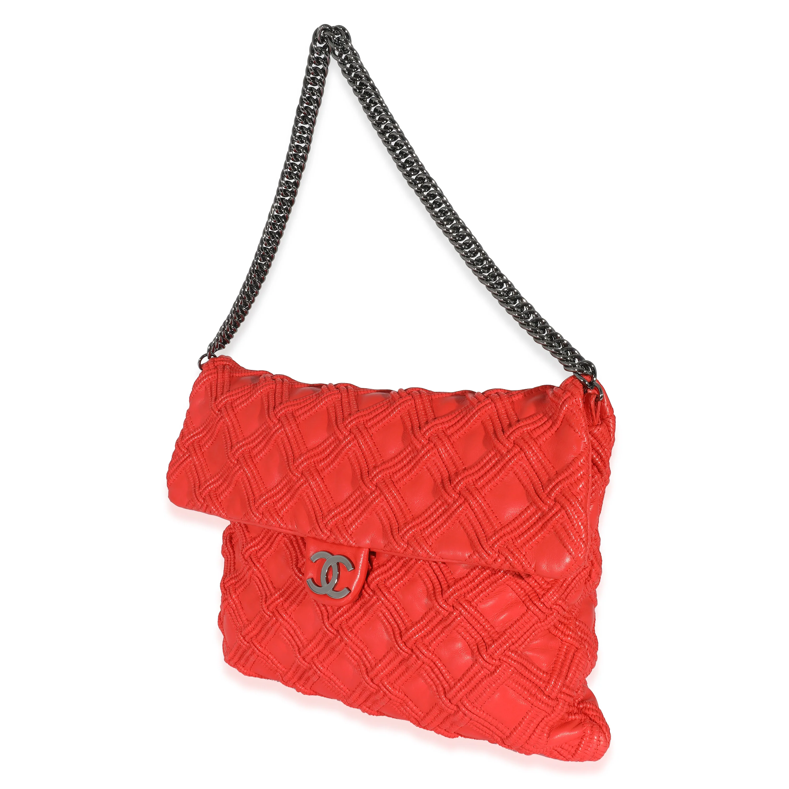 Chanel Red Lambskin Large Walk Of Fame Flap Bag - Image 2