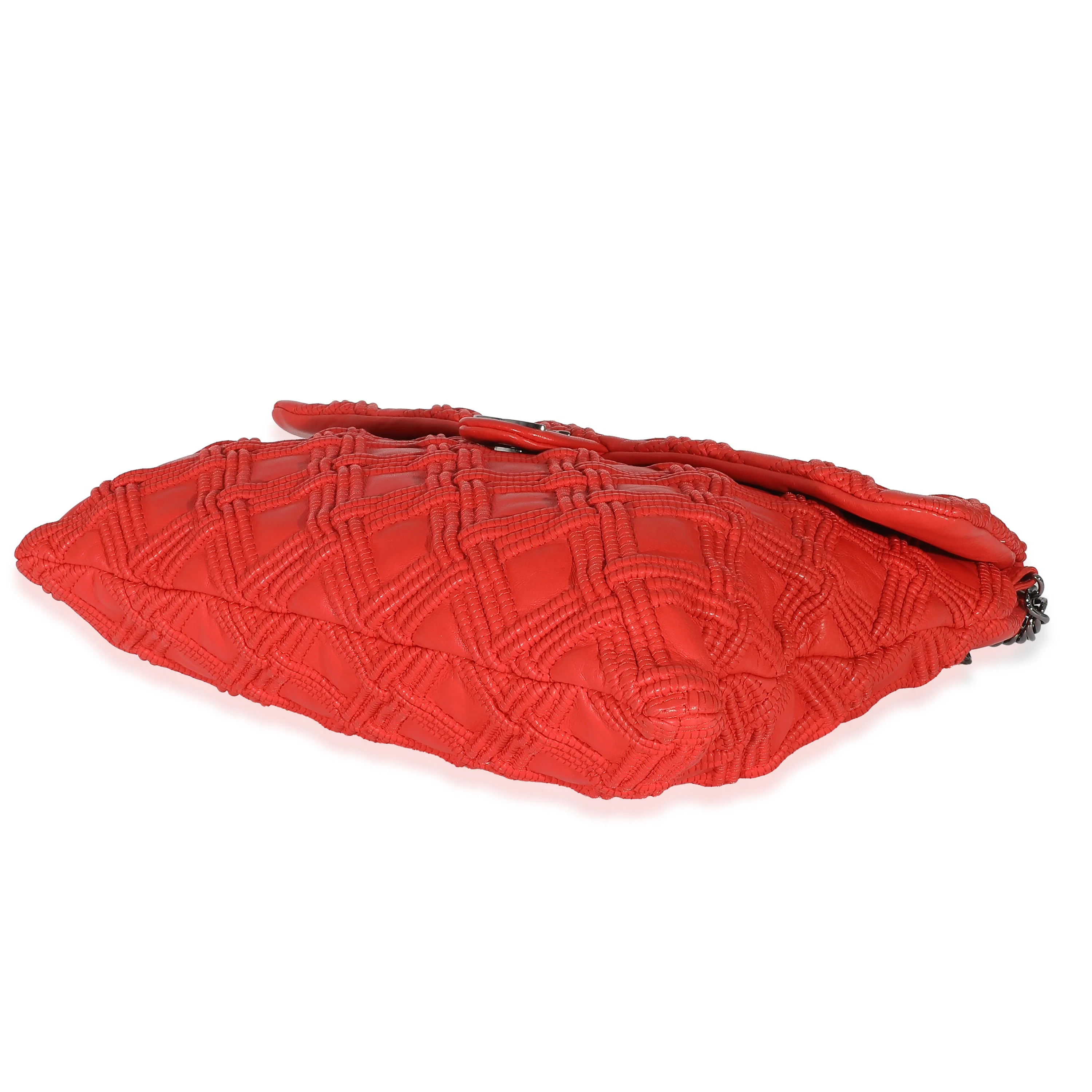 Chanel Red Lambskin Large Walk Of Fame Flap Bag - Image 6