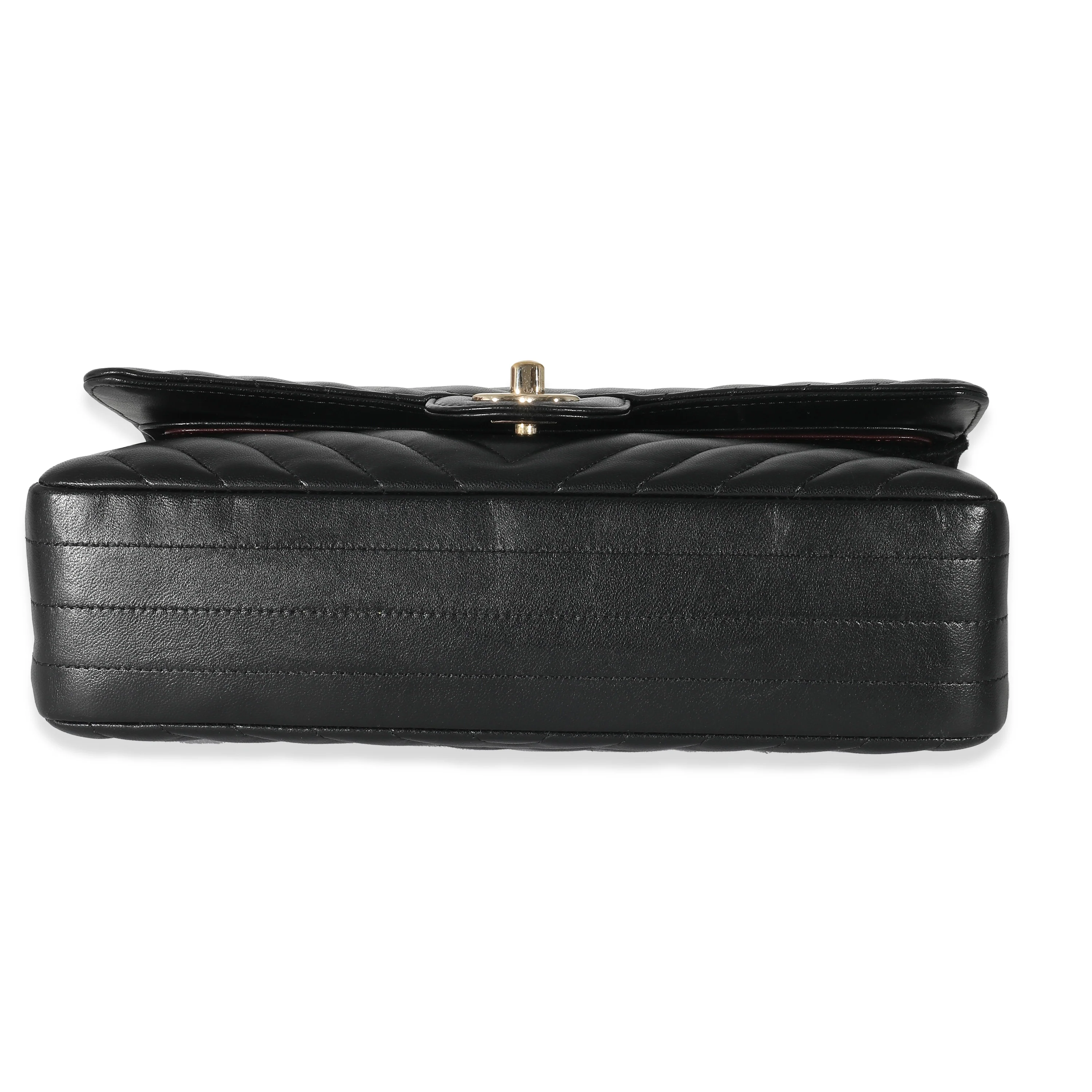 Chanel Black Chevron Lambskin Medium Classic Double Flap Bag - Image 5