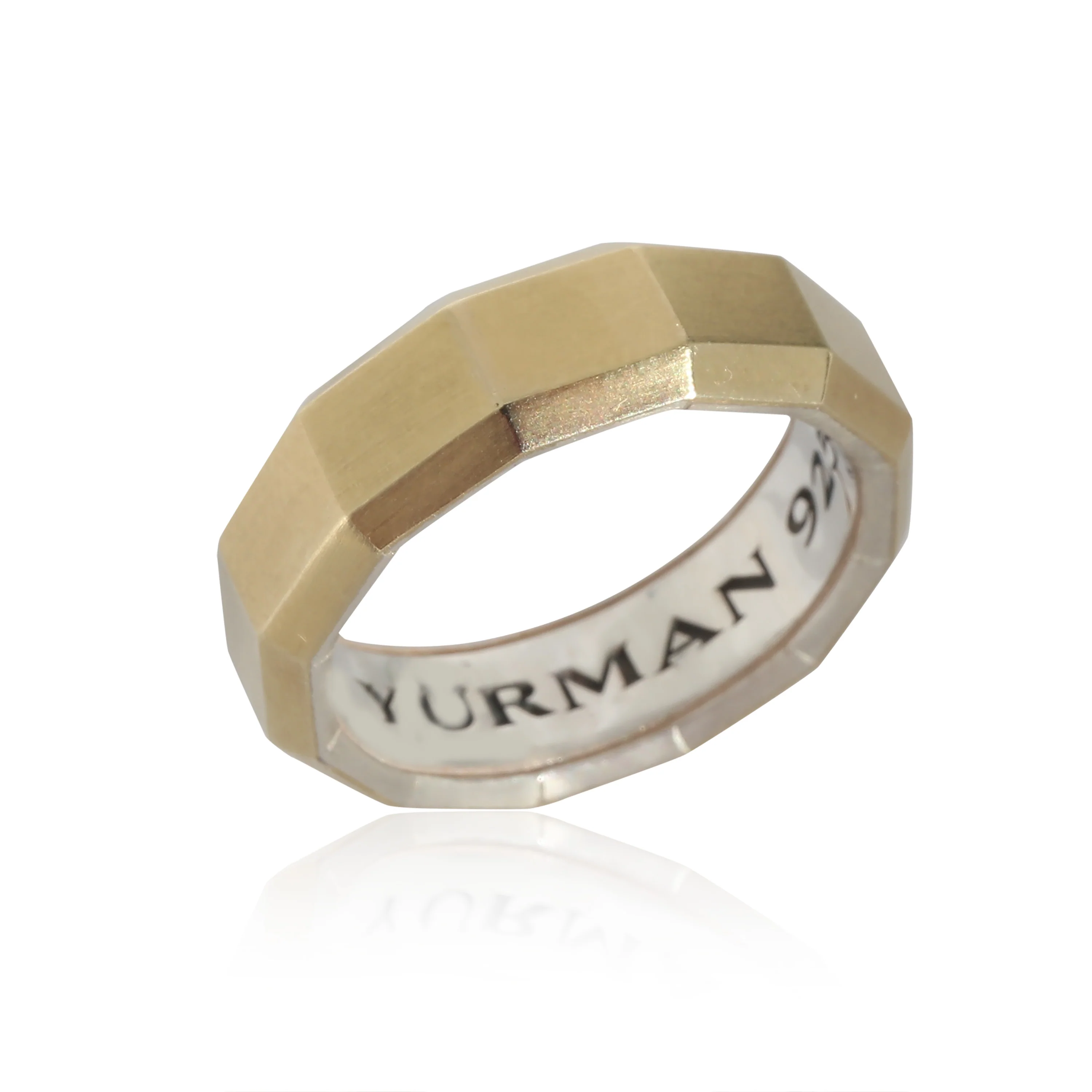 David Yurman 7mm Faceted Band in 18k Yellow Gold/Sterling Silver - Image 2