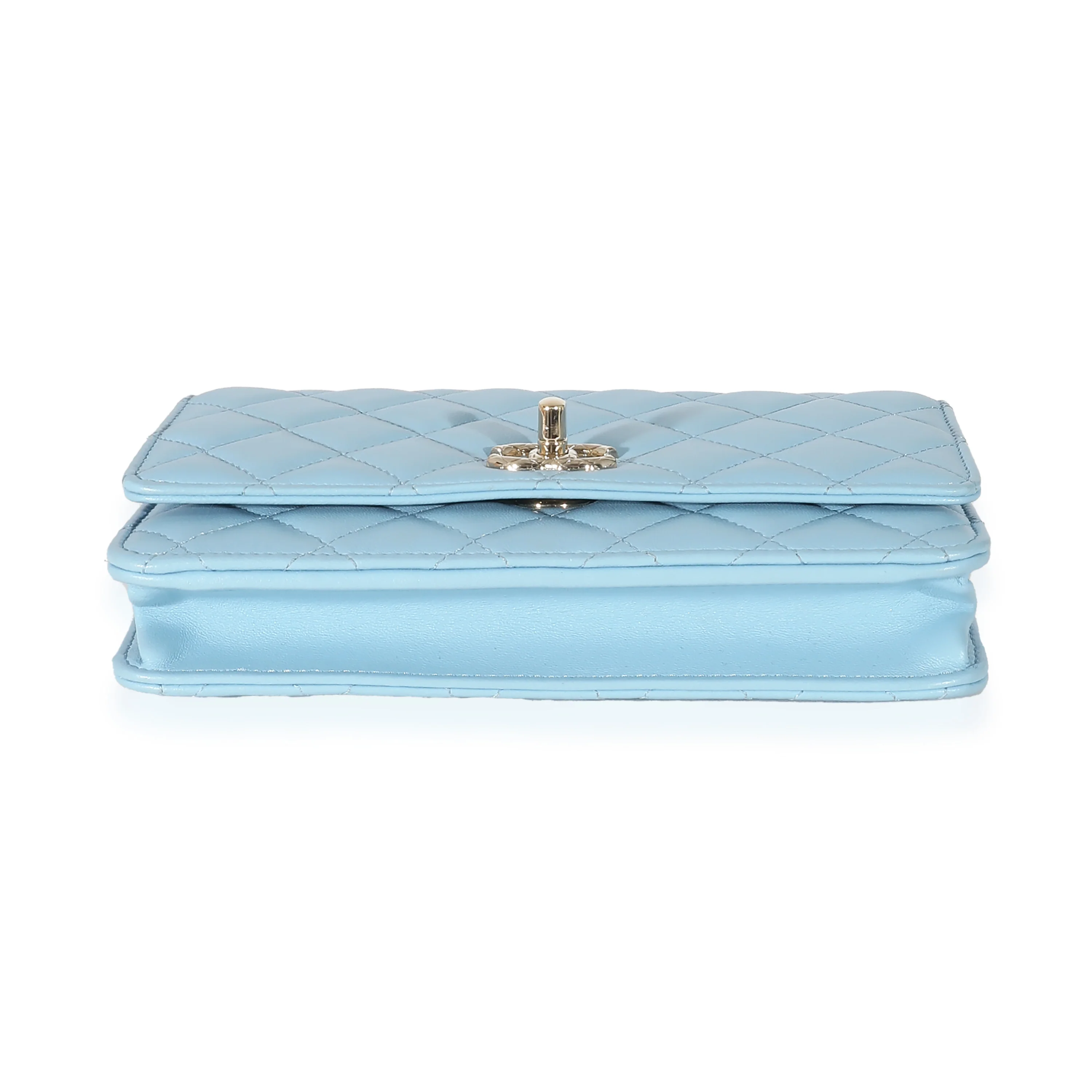 Chanel Light Blue Quilted Lambskin Trendy CC Wallet On Chain - Image 5