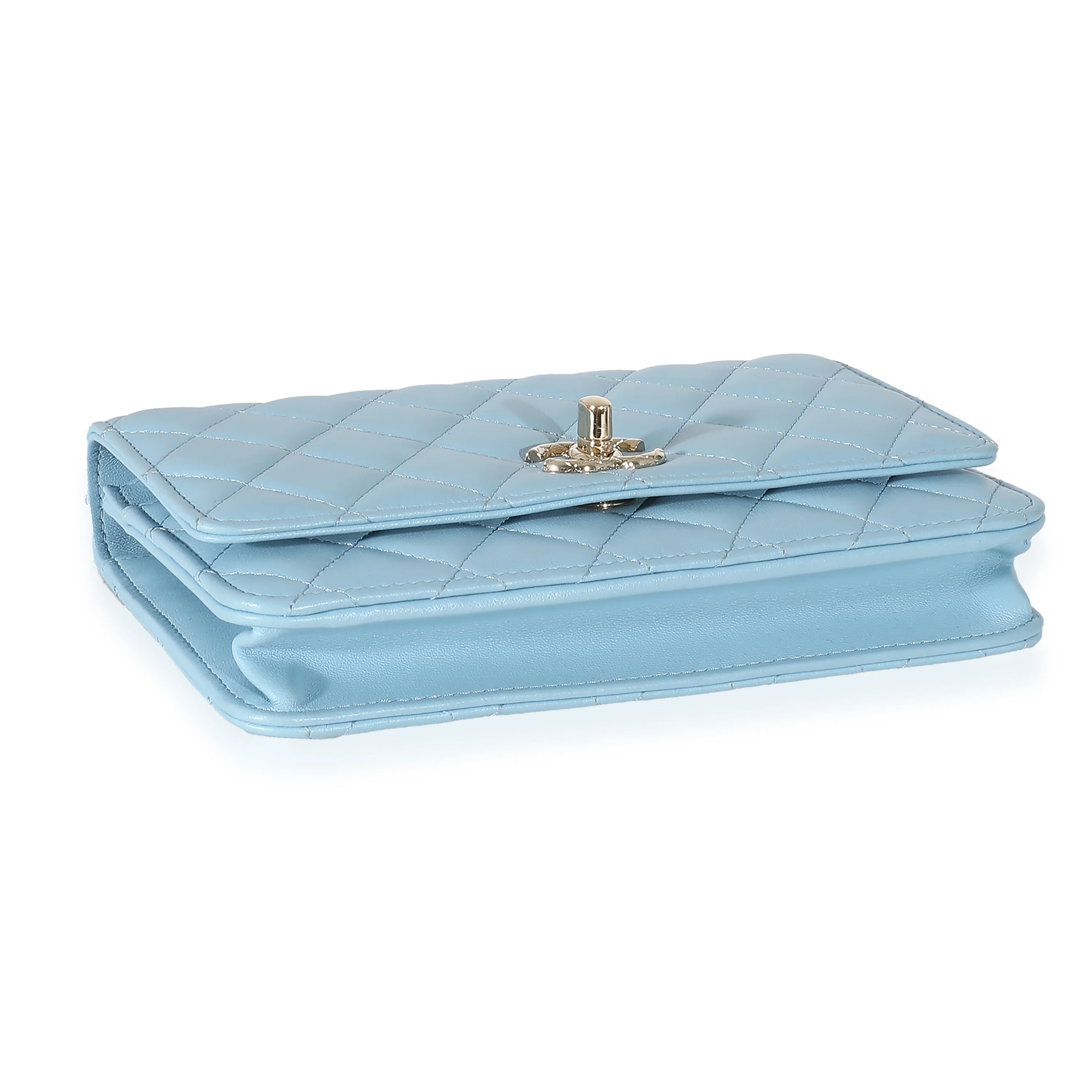 Chanel Light Blue Quilted Lambskin Trendy CC Wallet On Chain - Image 7
