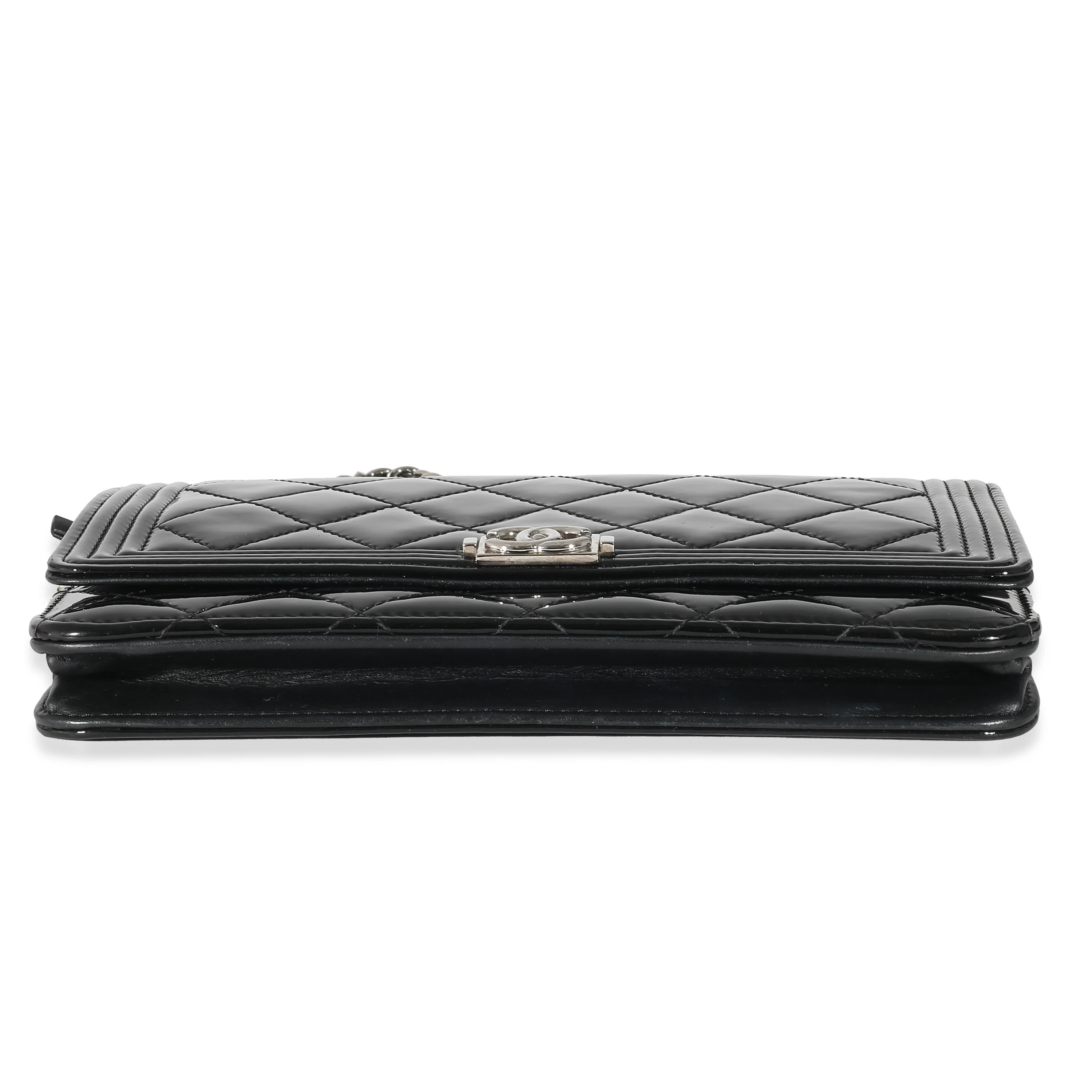 Chanel Black Quilted Patent Boy Wallet On Chain - Image 5