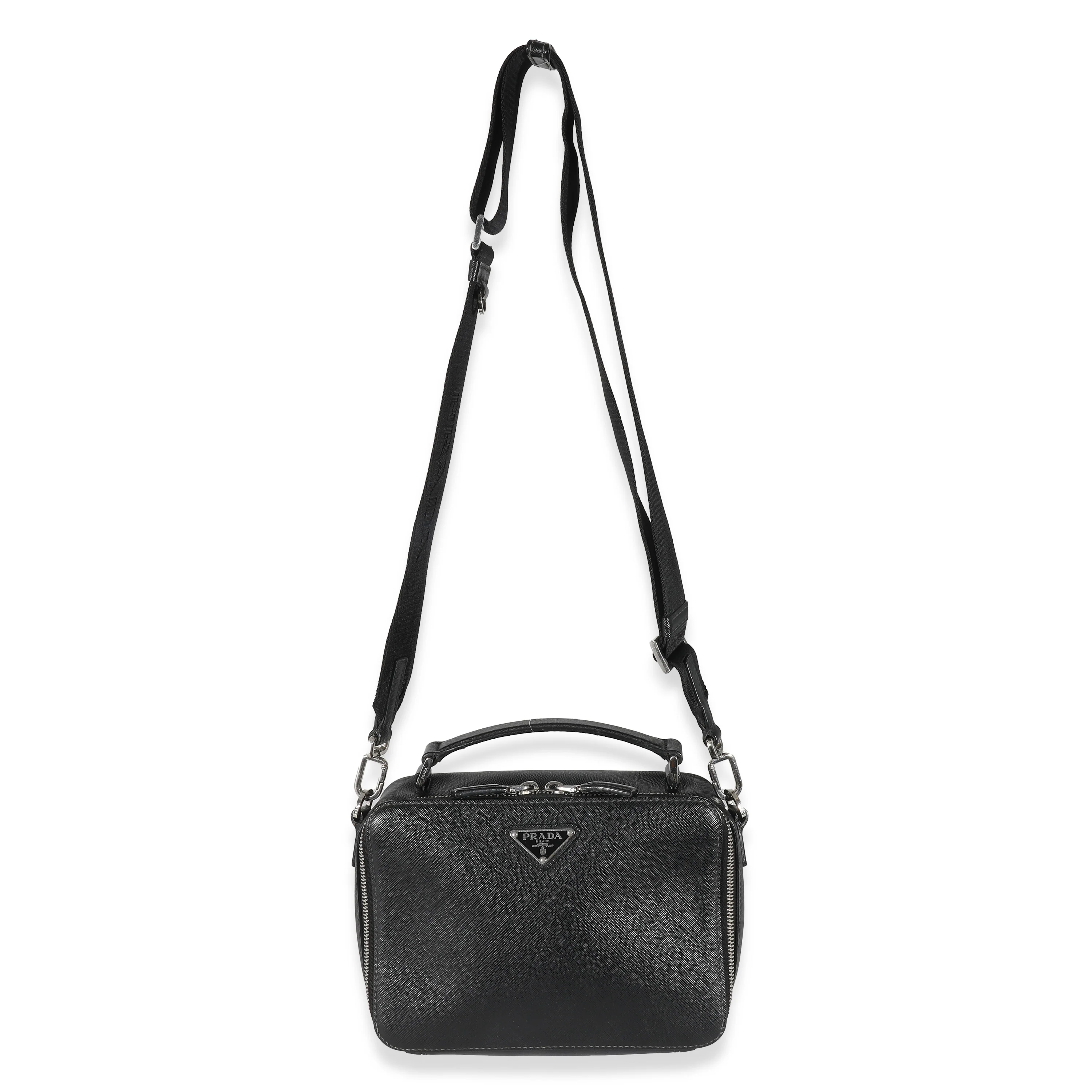 Black Saffiano Medium Brique Crossbody Bag - Image 8