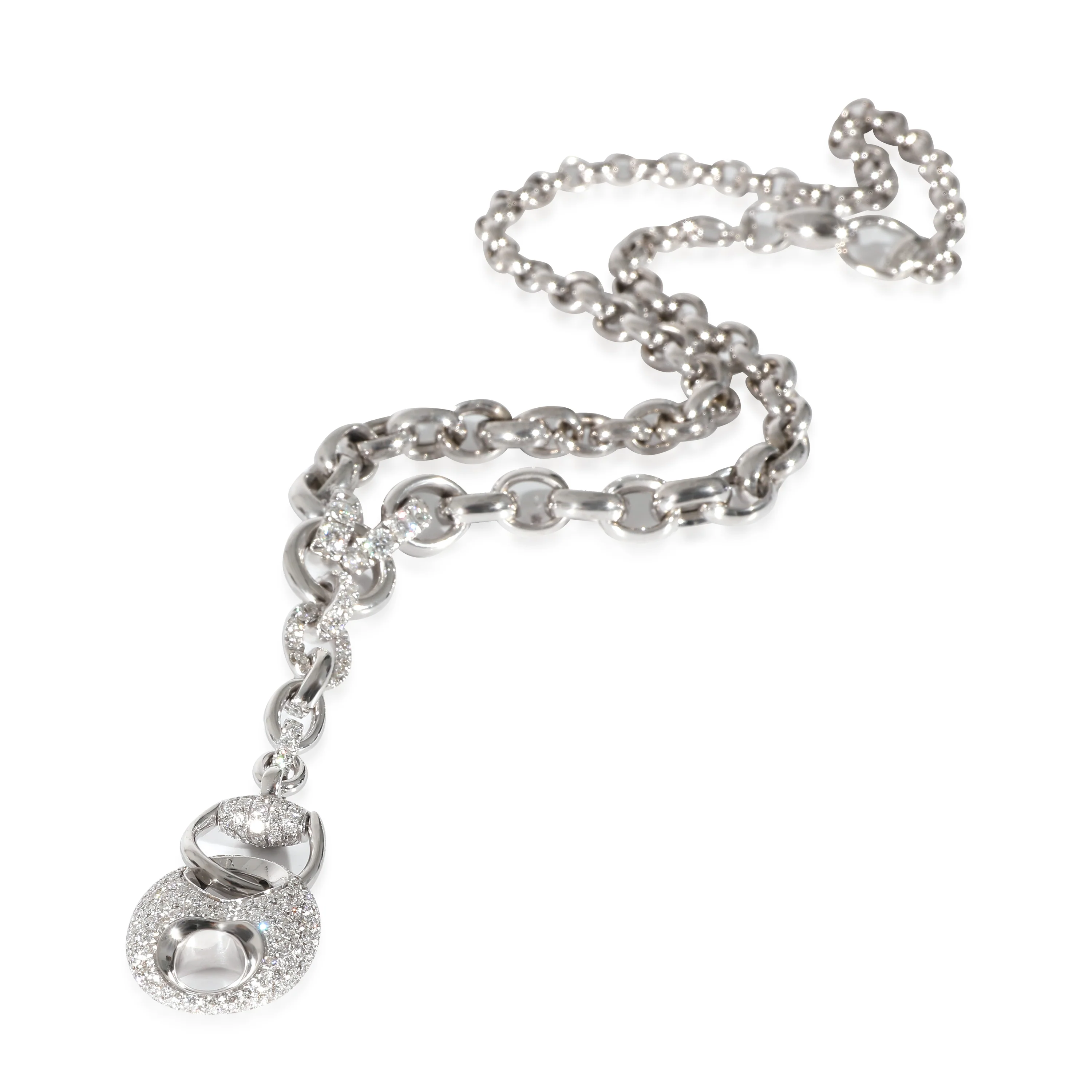 Gucci Horsebit Marina Necklace in 18k White Gold 3.33 CTW - Image 2