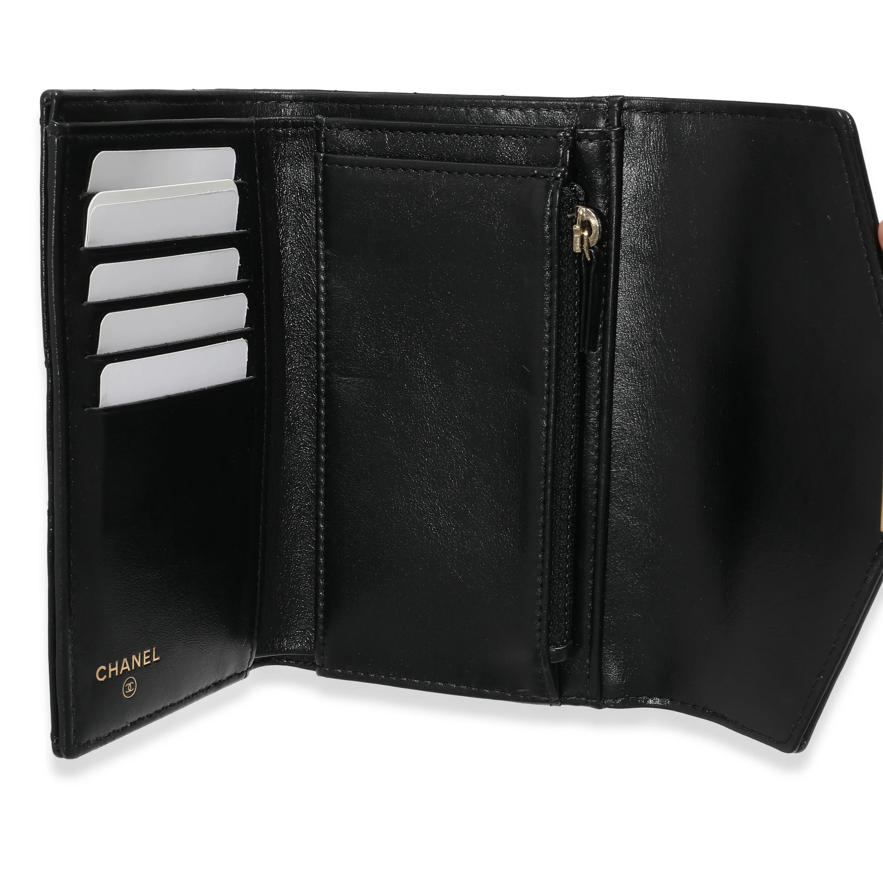 Chanel 18A Black Chevron Calfskin Small Medal Wallet - Image 6