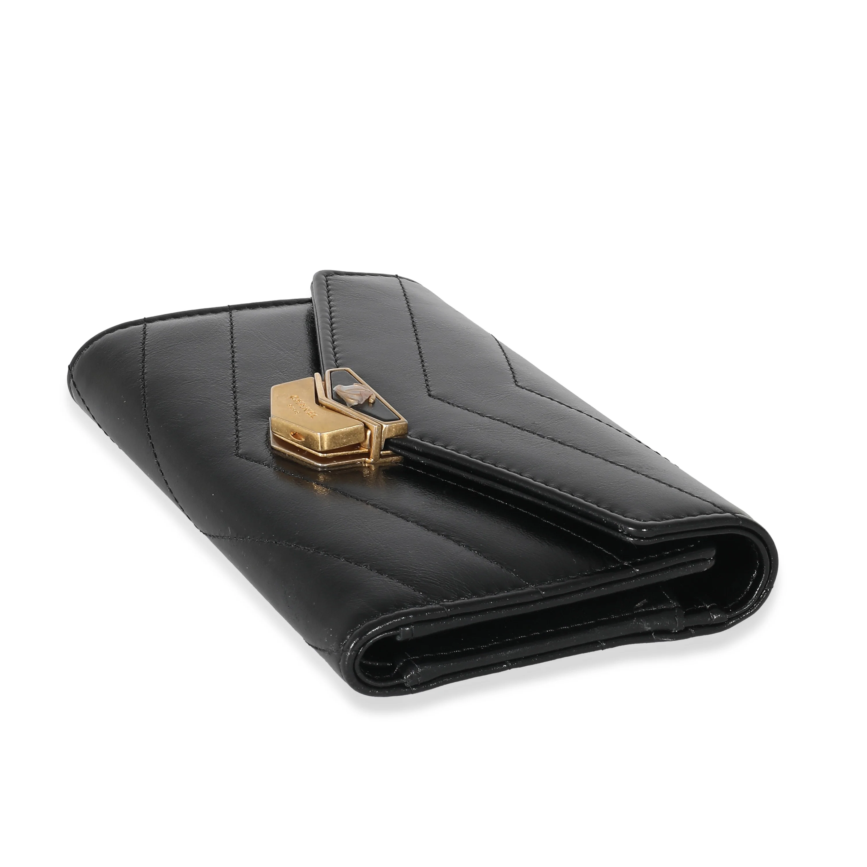 Chanel 18A Black Chevron Calfskin Small Medal Wallet - Image 7