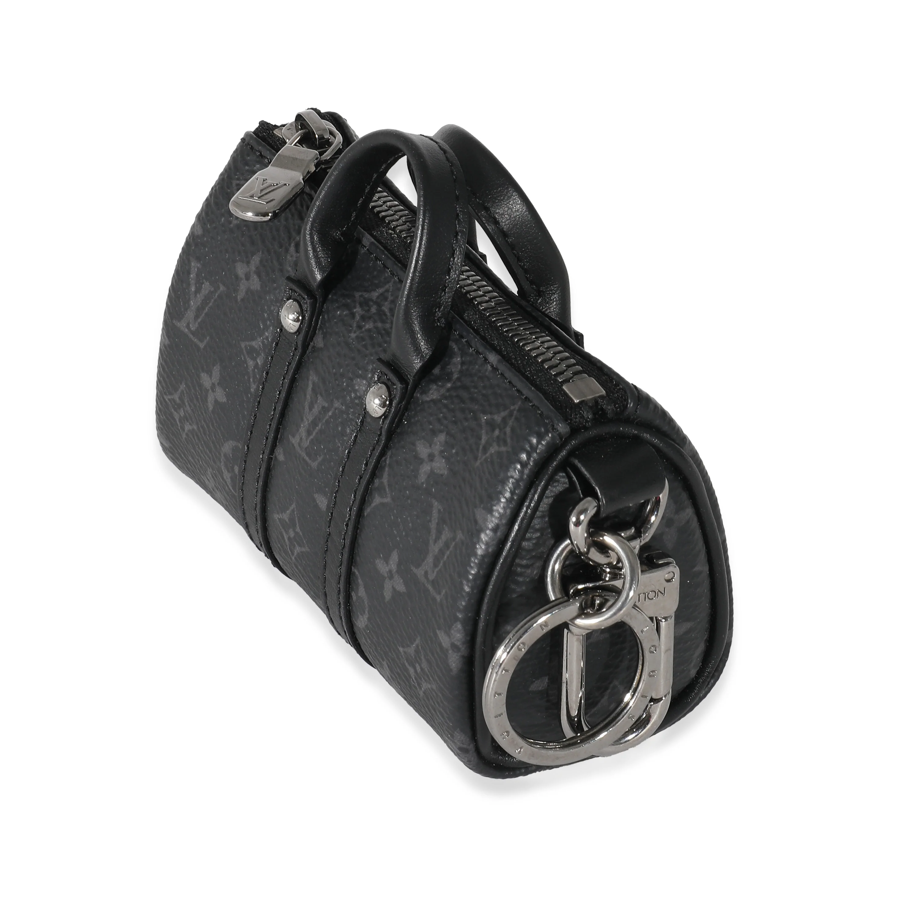Louis Vuitton Monogram Eclipse Canvas Mini Keepall Bag Charm & Key Holder - Image 2