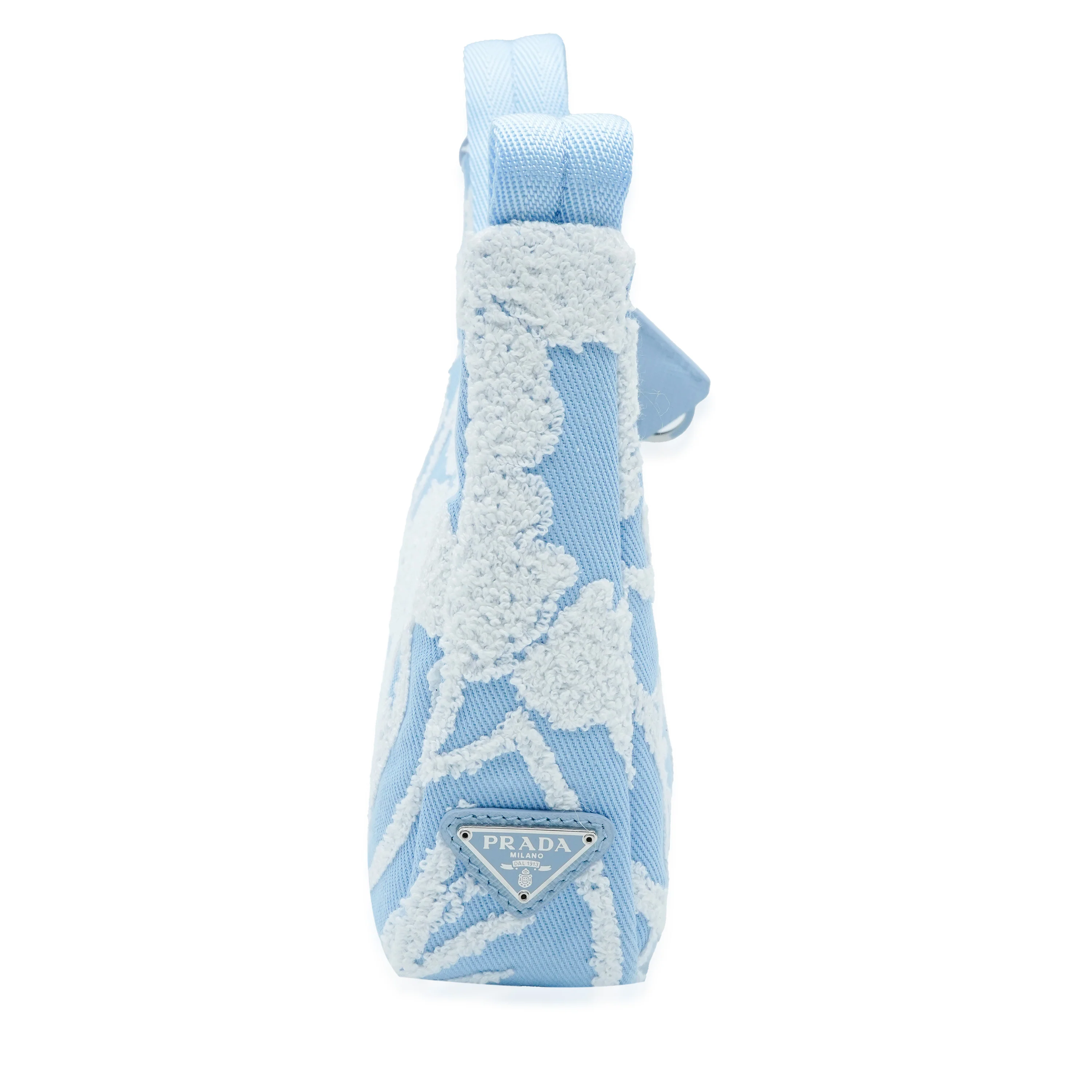 Prada Blue Embroidered Canvas Mini Drill Re-Edition 2000 - Image 3