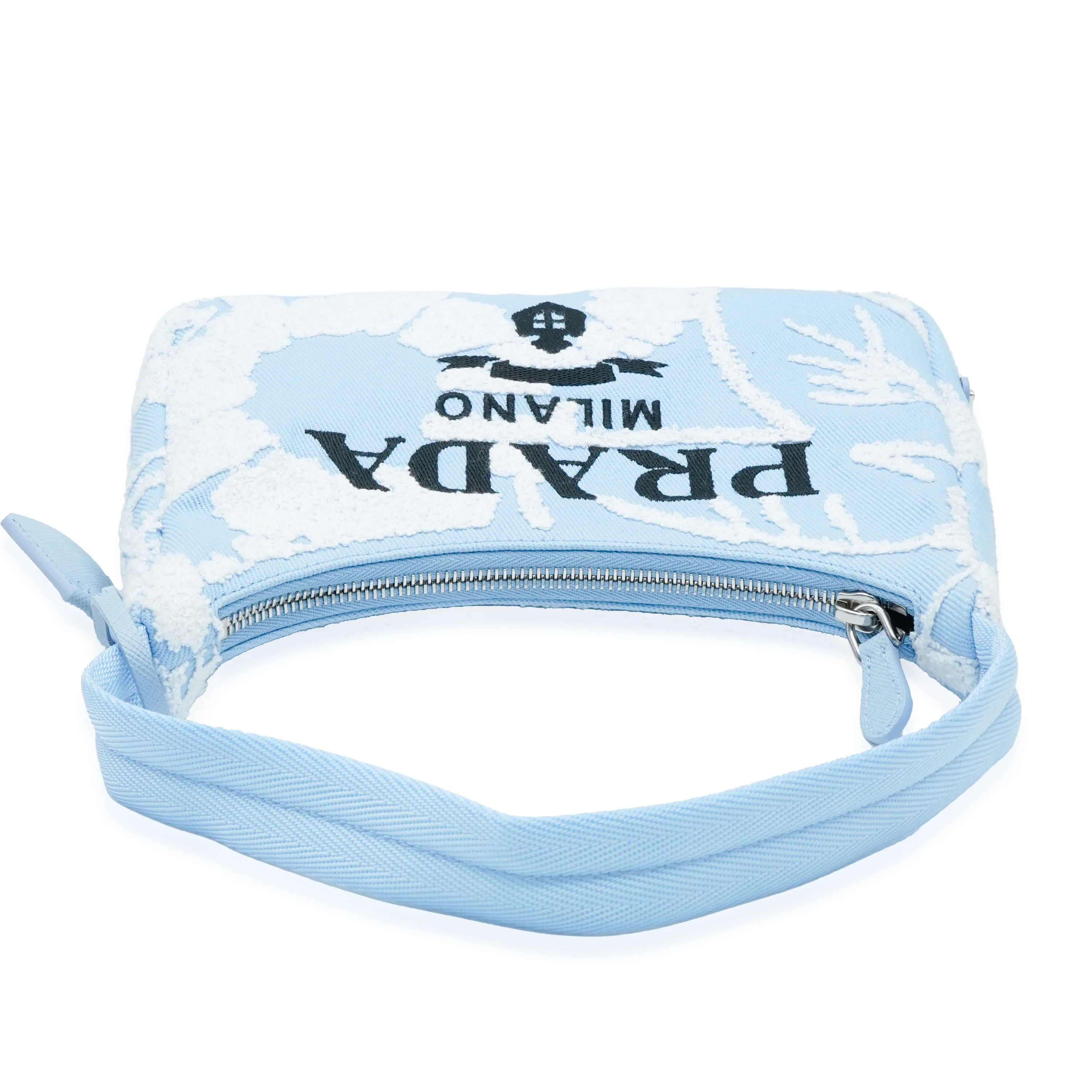 Prada Blue Embroidered Canvas Mini Drill Re-Edition 2000 - Image 4