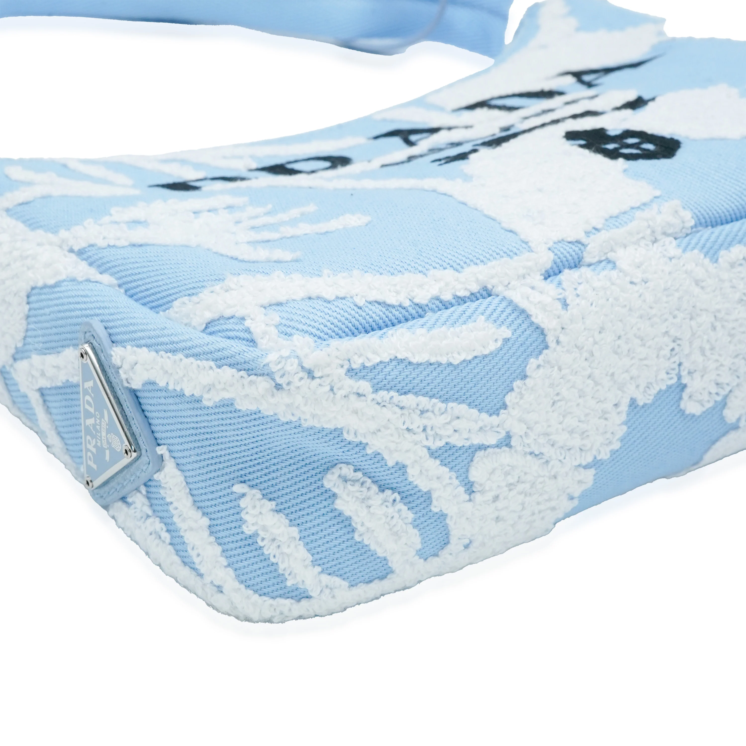 Prada Blue Embroidered Canvas Mini Drill Re-Edition 2000 - Image 6