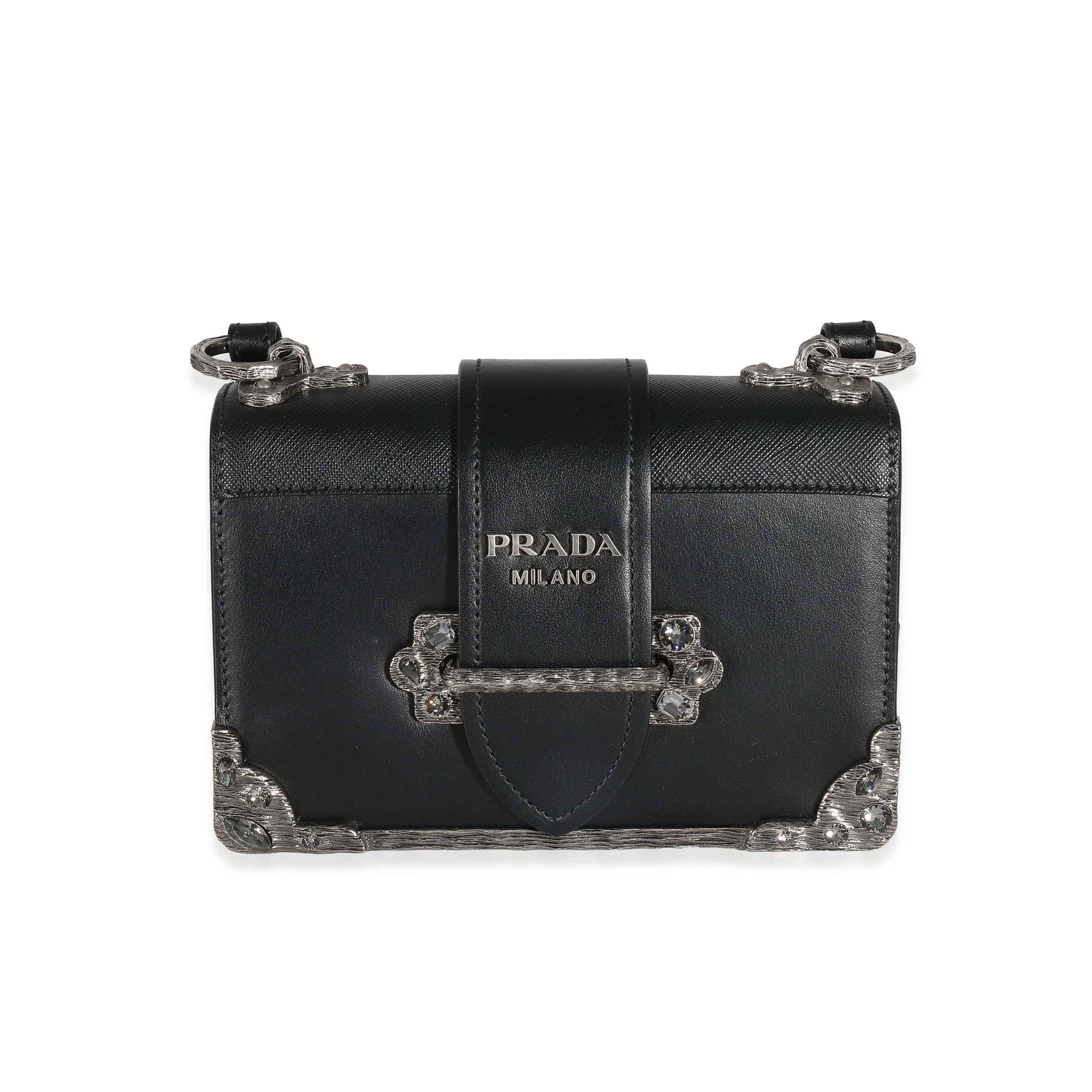 Prada Black City Calf Embellished Small Cahier
