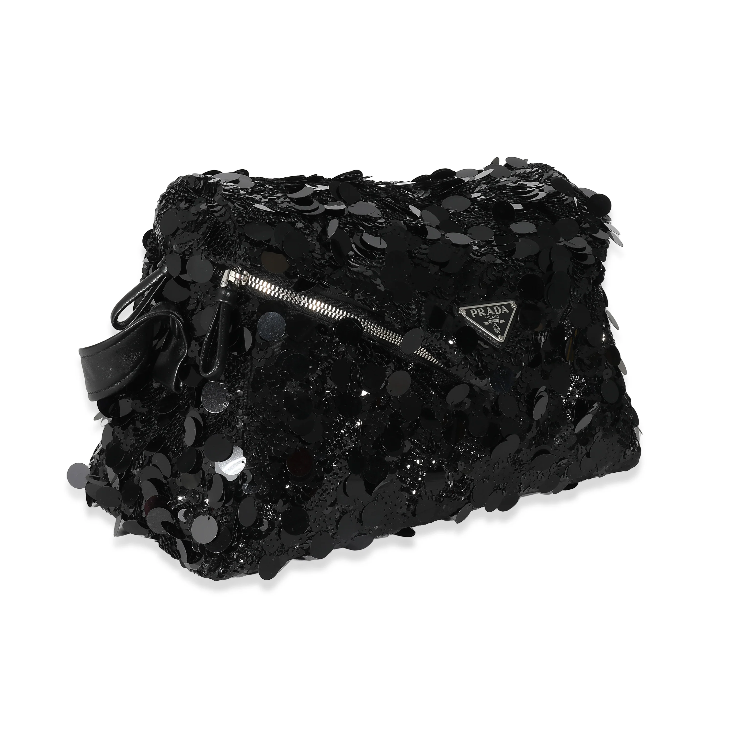 Black Vitello Trimmed Sequin Signaux Paillettes Bag - Image 3