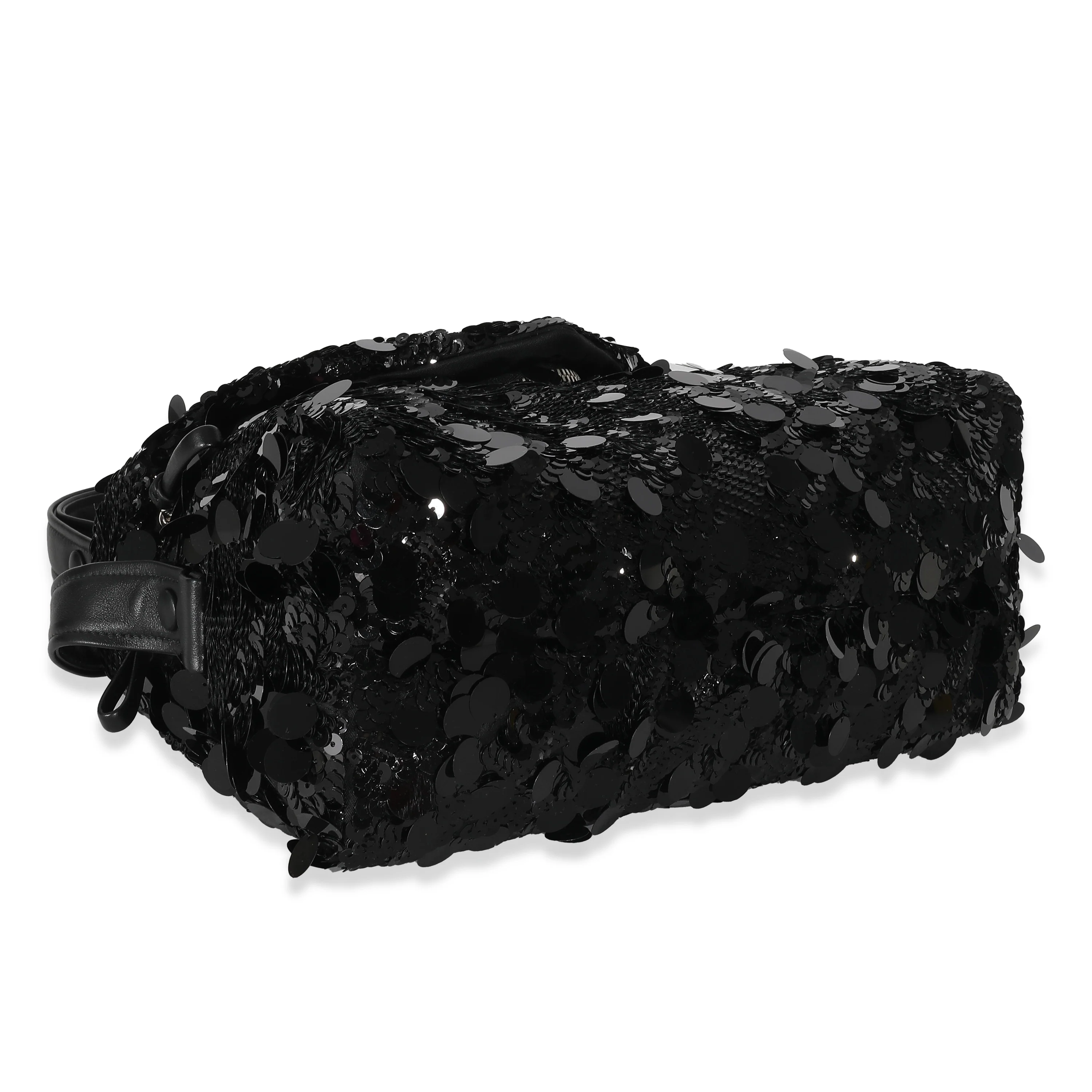 Black Vitello Trimmed Sequin Signaux Paillettes Bag - Image 4