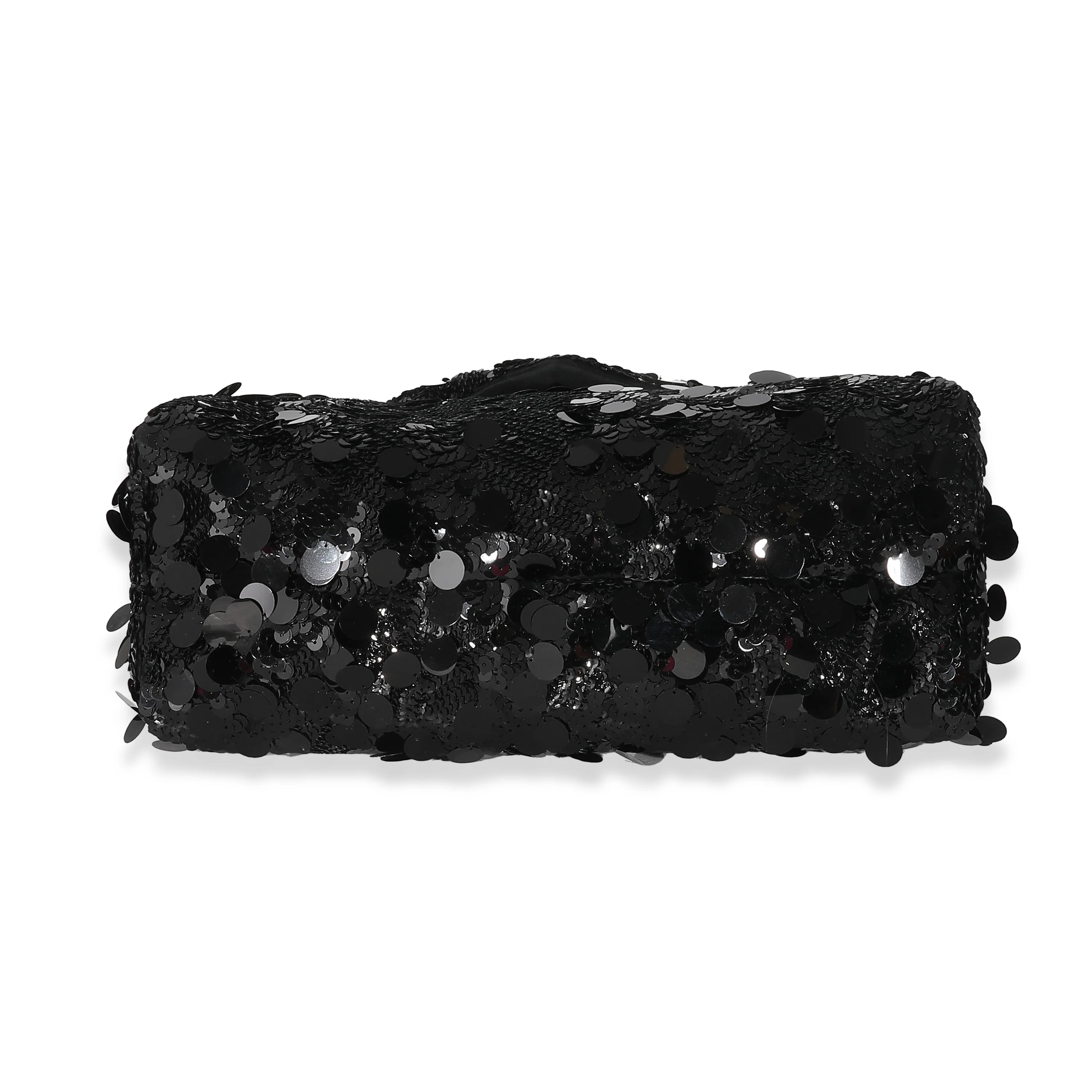 Black Vitello Trimmed Sequin Signaux Paillettes Bag - Image 7