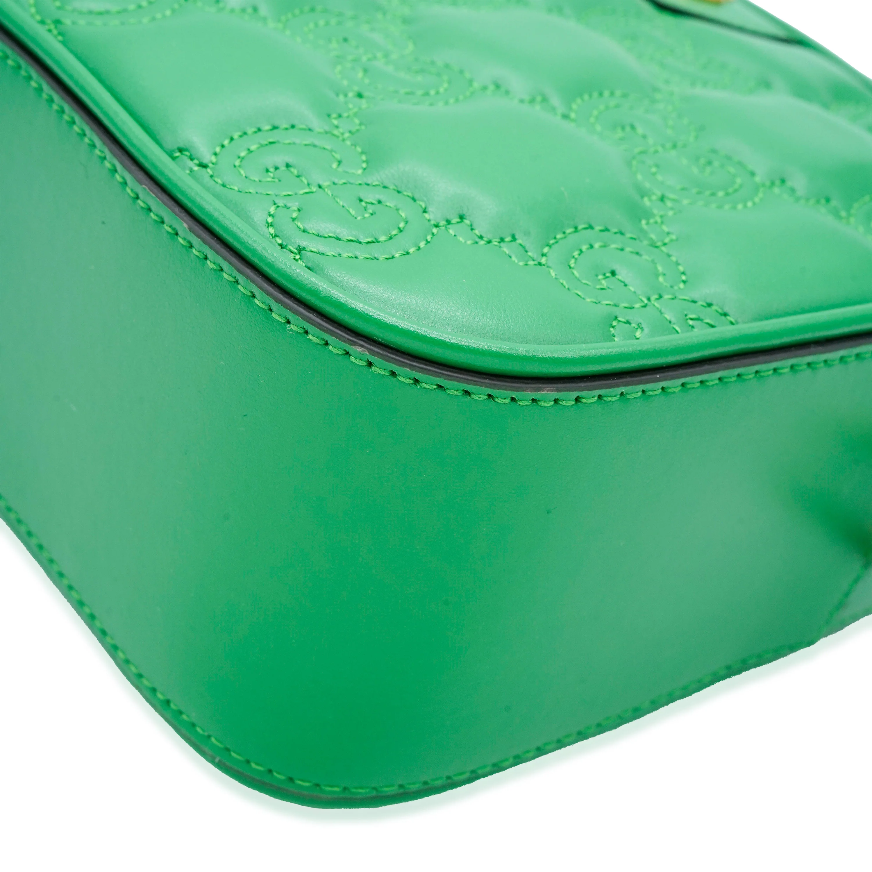 Gucci Green Leather Small GG Matelasse Camera Bag - Image 6