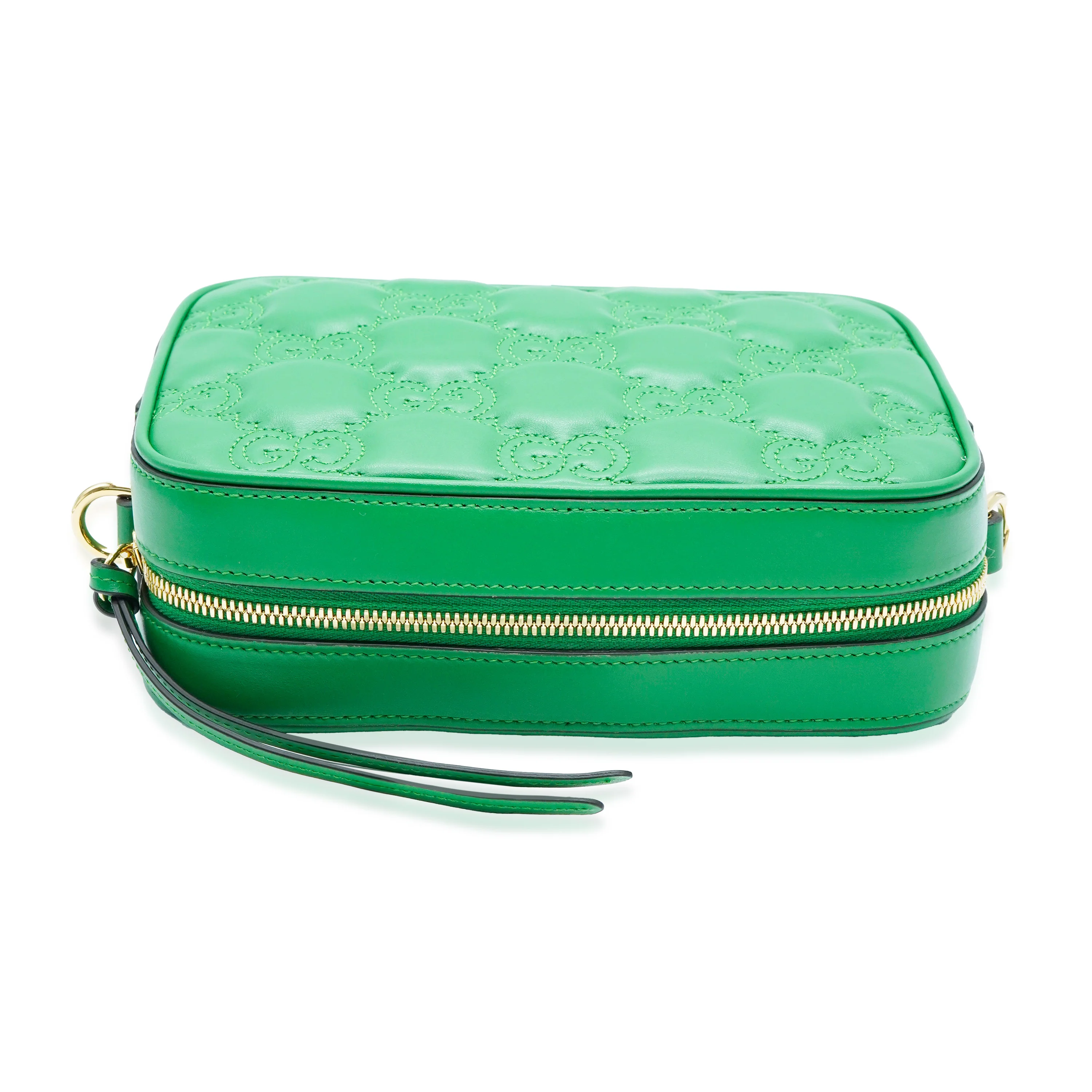 Gucci Green Leather Small GG Matelasse Camera Bag - Image 7