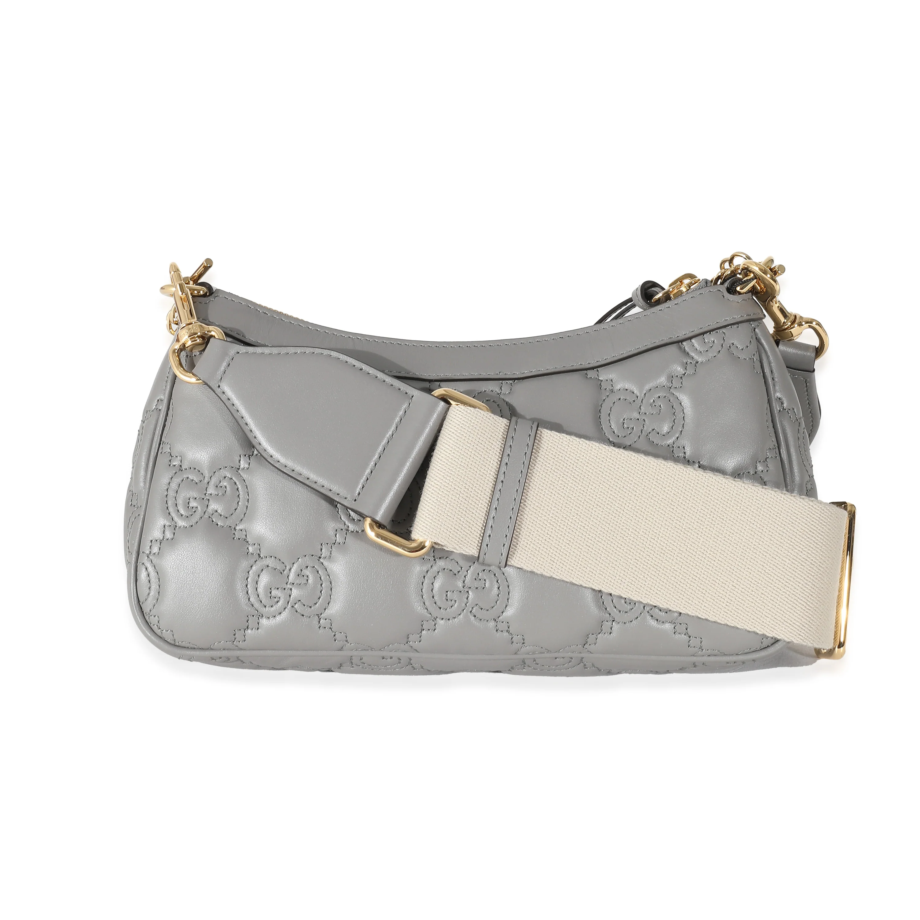 Gucci Grey Leather GG Matelasse Shoulder Bag - Image 3