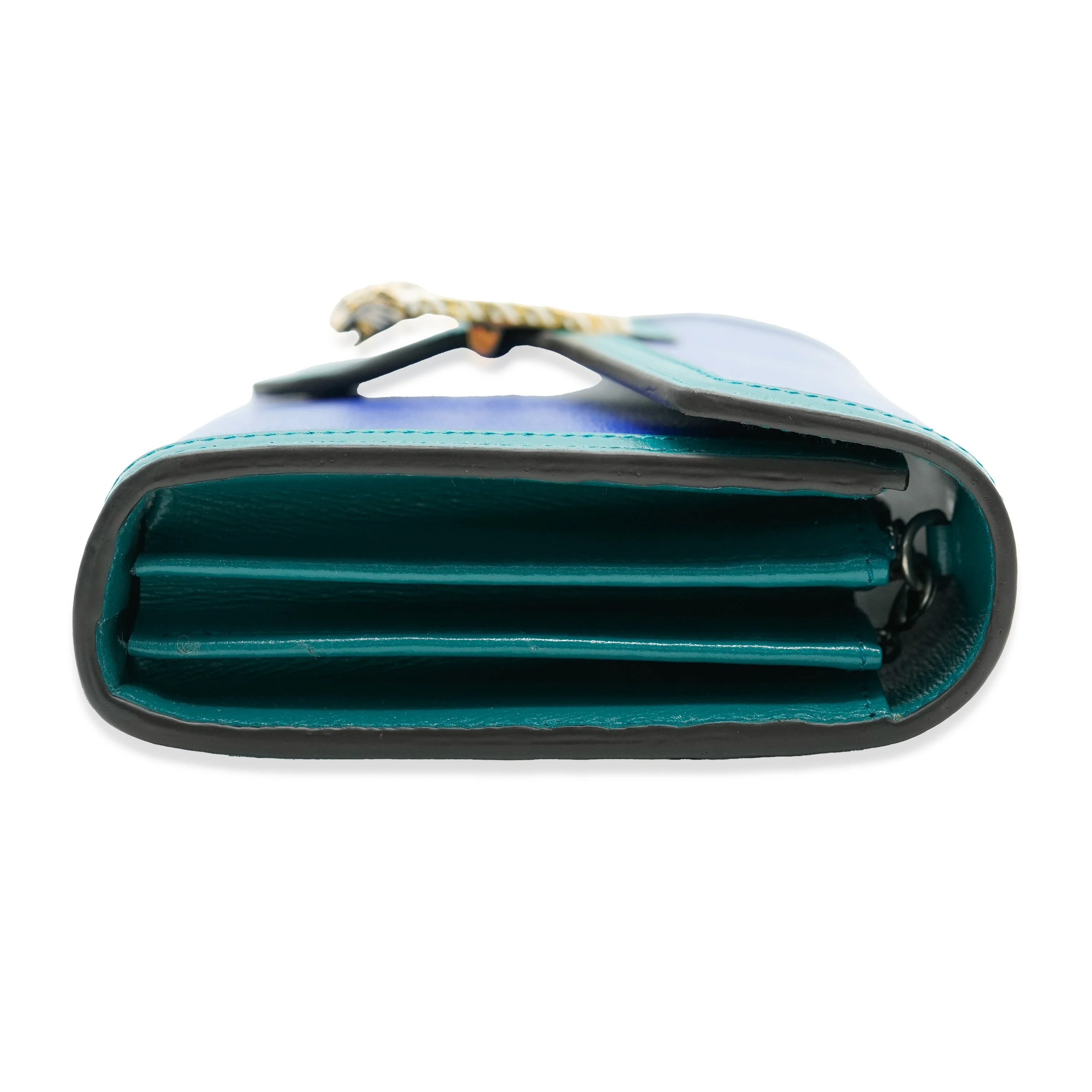 Gucci Green & Blue Textured Calfskin Dionysus Chain Wallet - Image 6