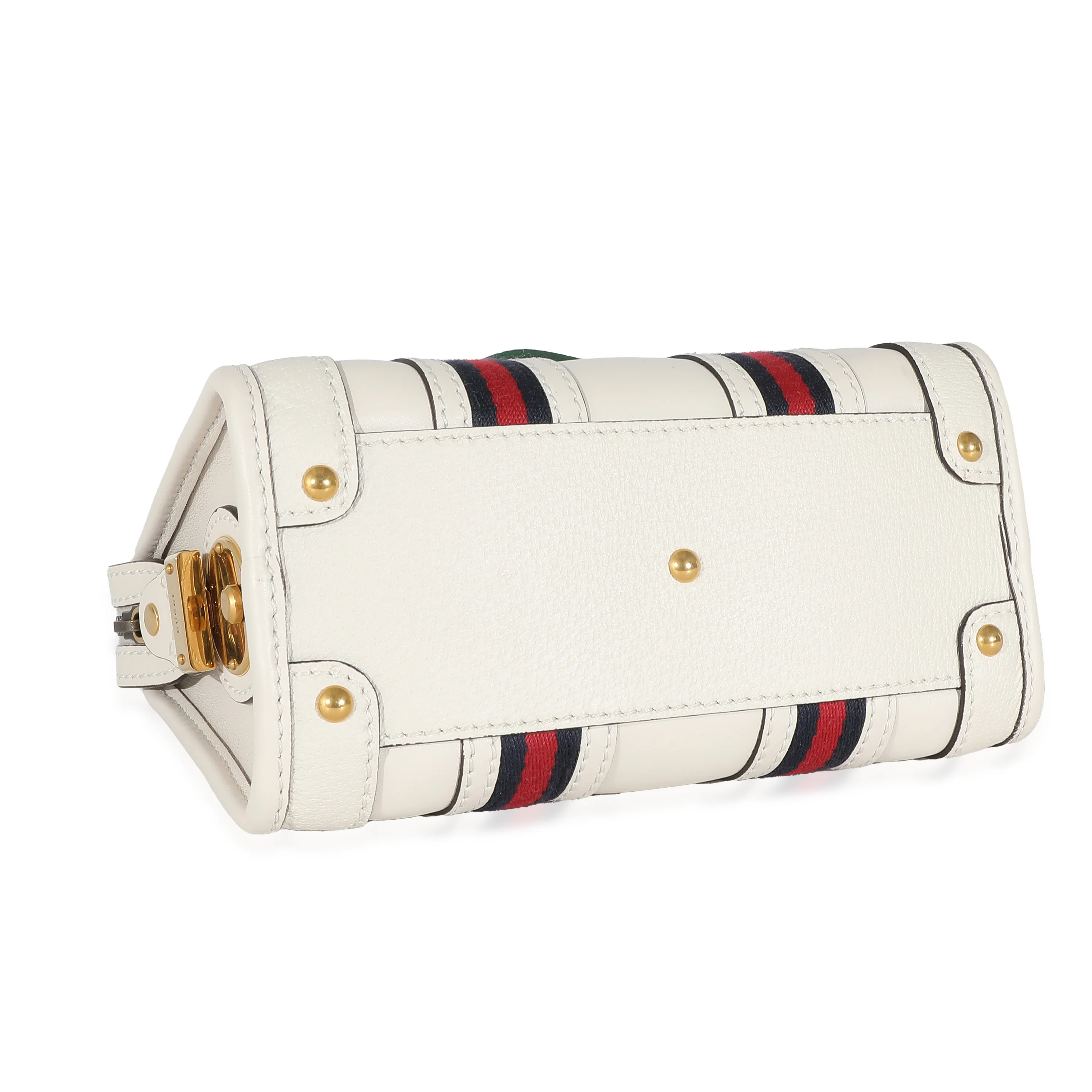 White Calfskin Mini Double G Top Handle Bag - Image 4