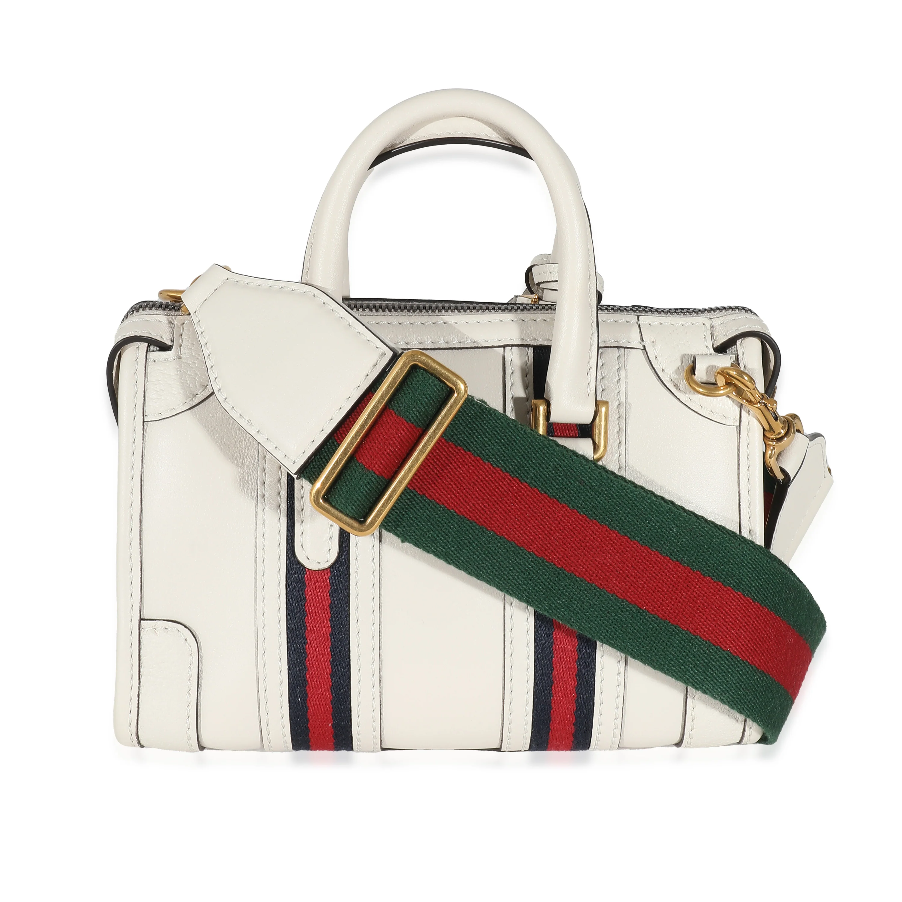 White Calfskin Mini Double G Top Handle Bag - Image 5