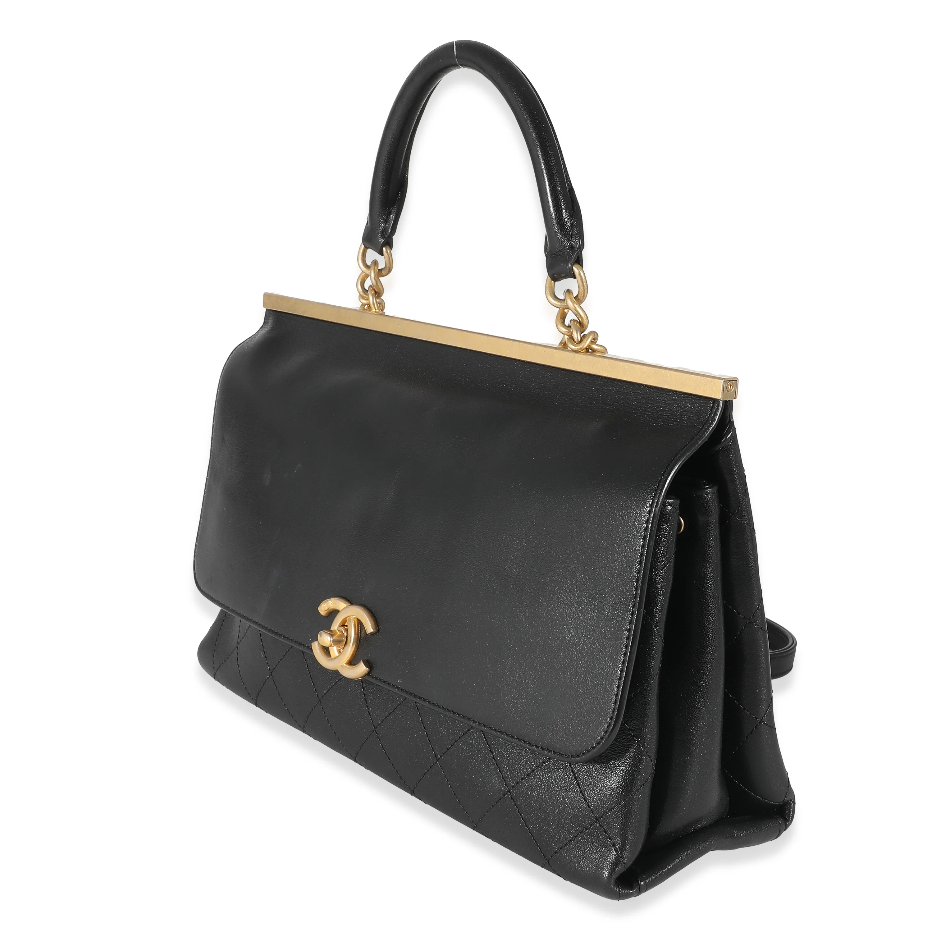 Chanel Black Quilted Calfskin Medium Coco Luxe Top Handle Bag - Image 2