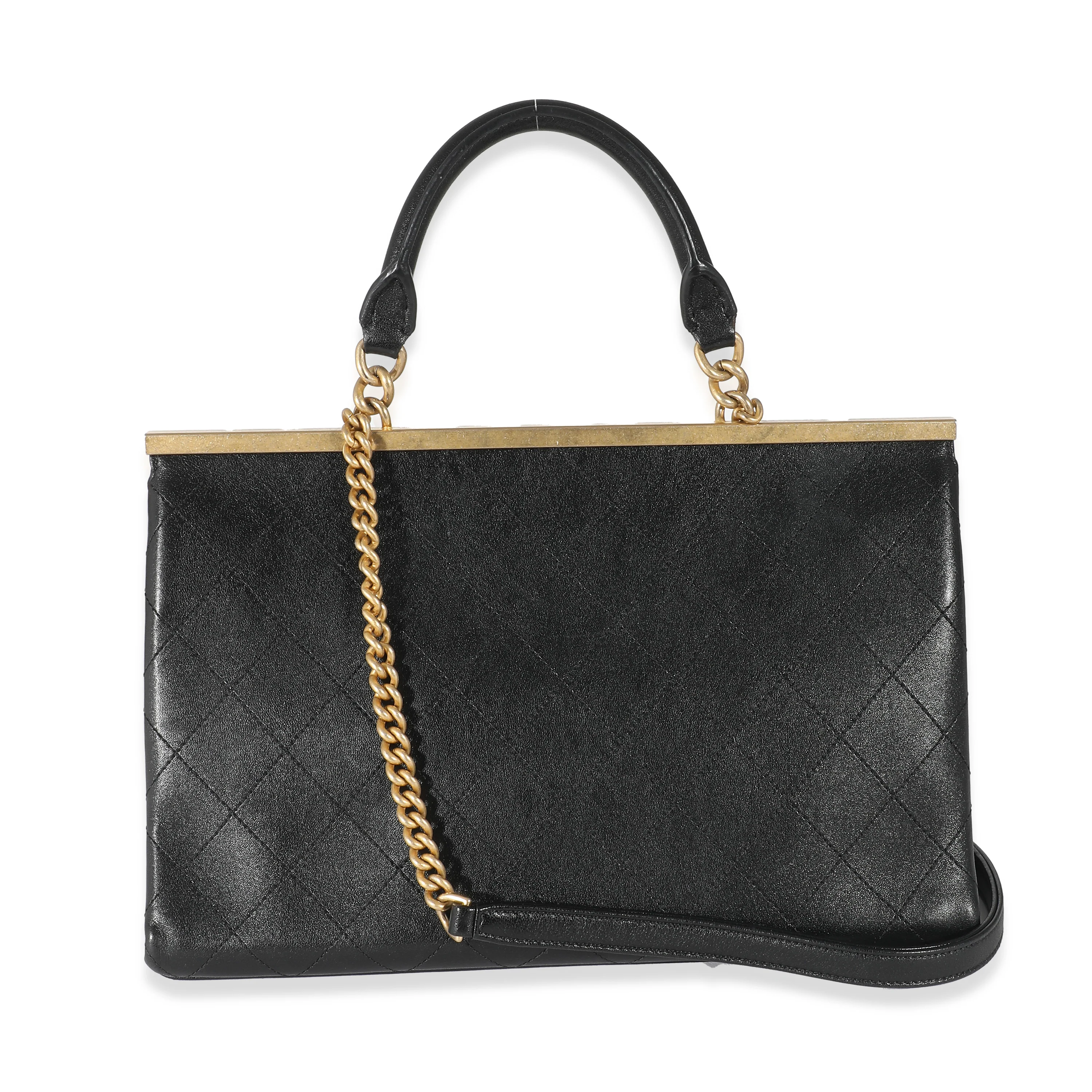 Chanel Black Quilted Calfskin Medium Coco Luxe Top Handle Bag - Image 3