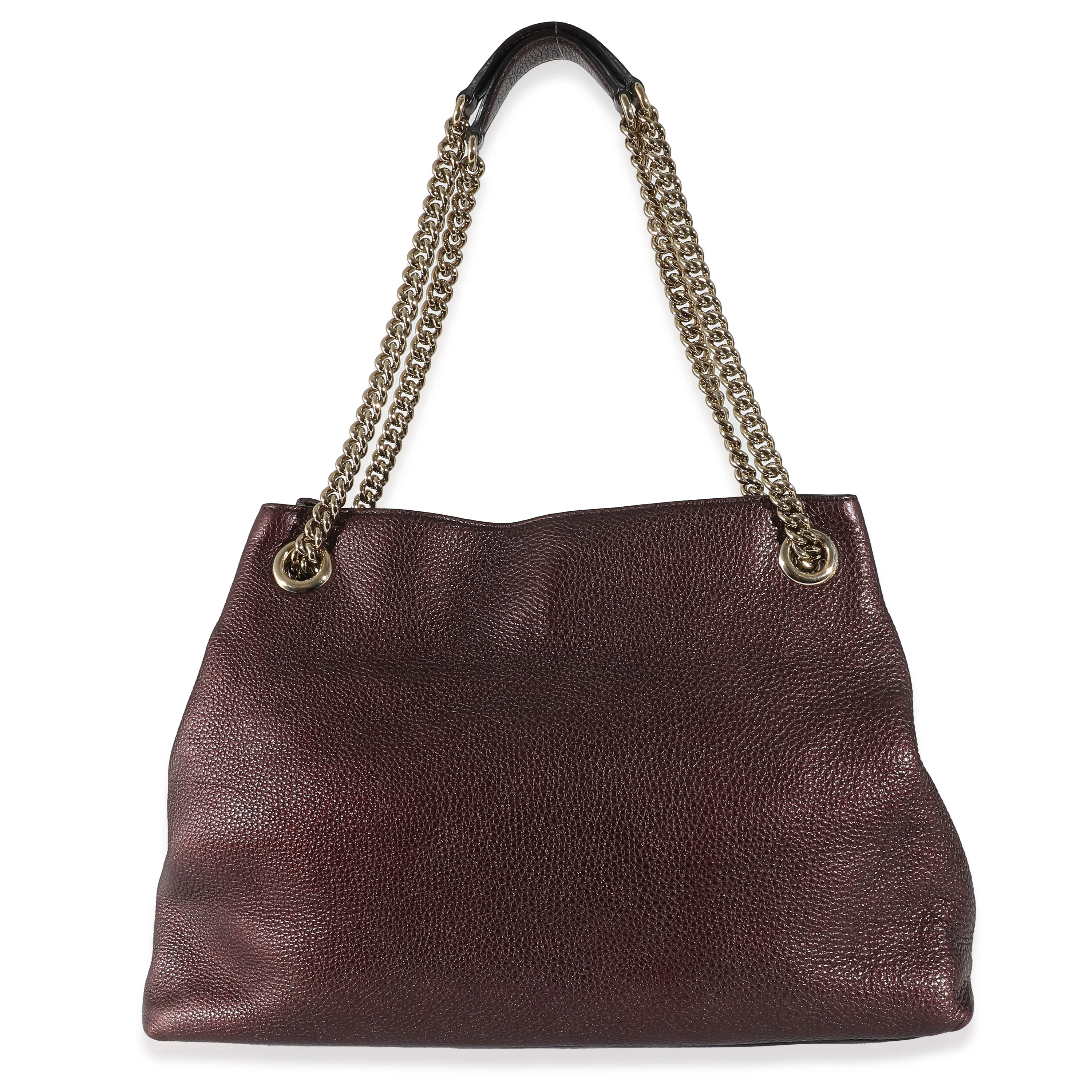 Metallic Purple Pebbled Calfskin Soho Chain Tote - Image 3