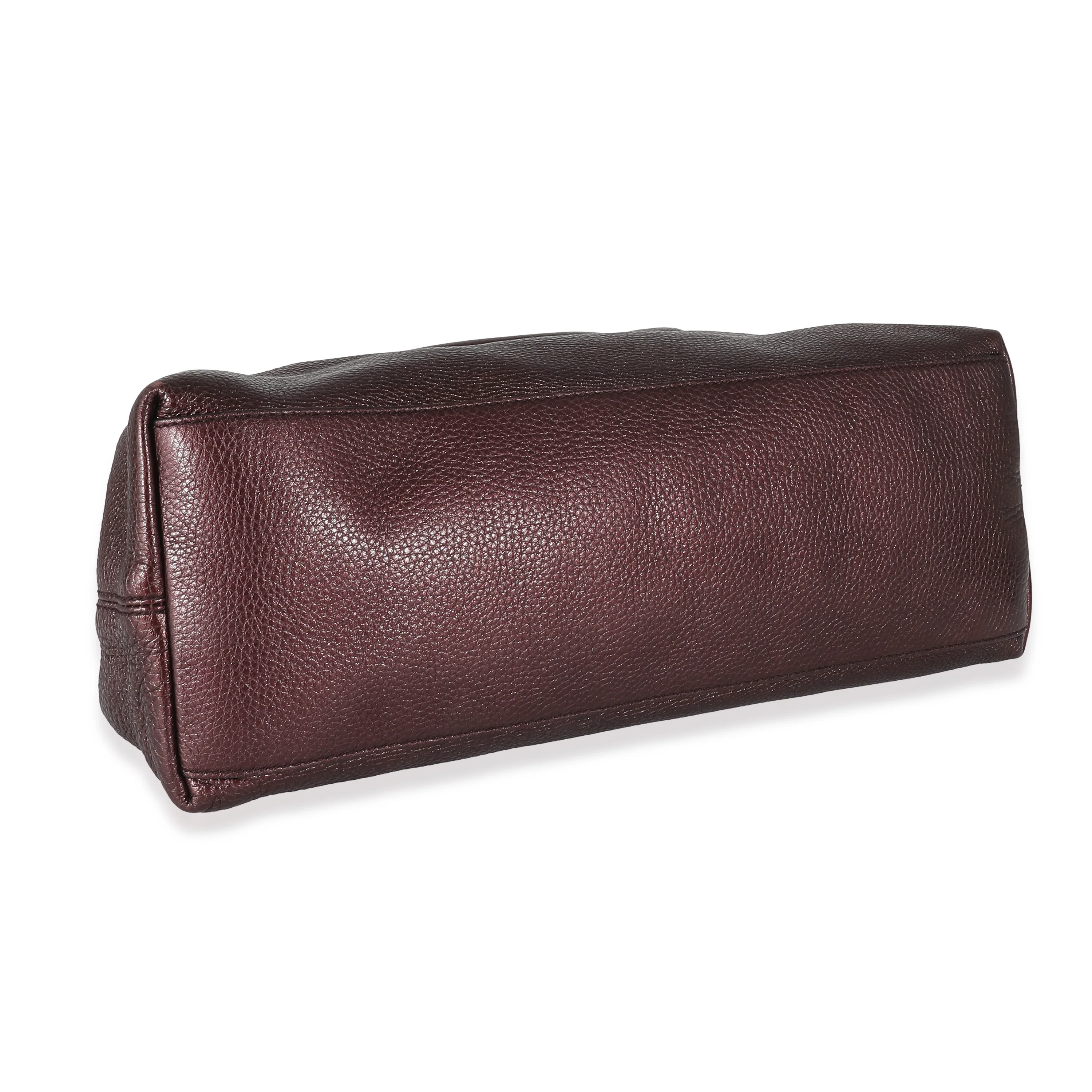 Metallic Purple Pebbled Calfskin Soho Chain Tote - Image 7