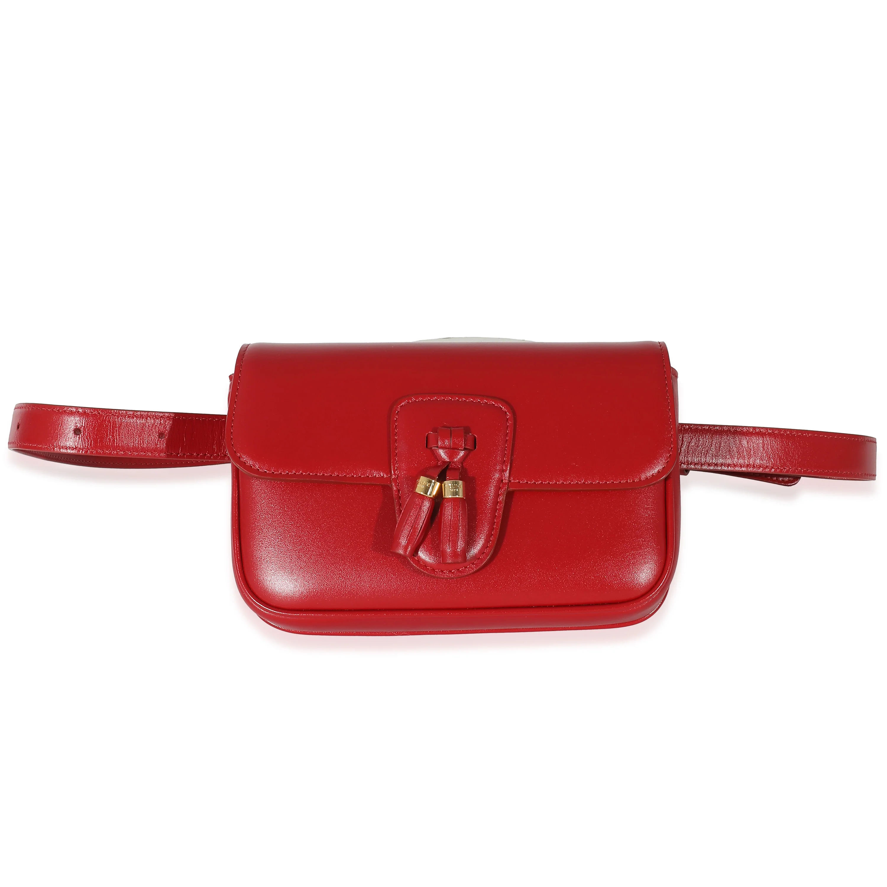 Celine Red Smooth Calfskin Tassel Belt Bag