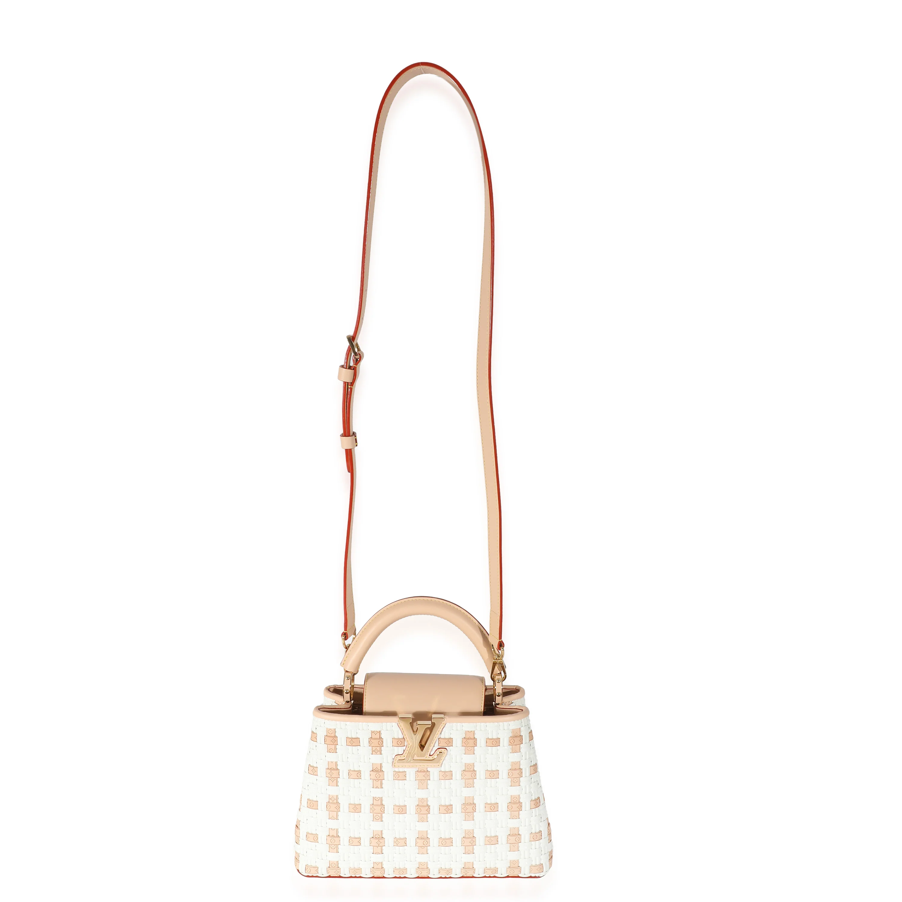 White Monogram Wicker Woven LV Heavenly Capucines BB - Image 4