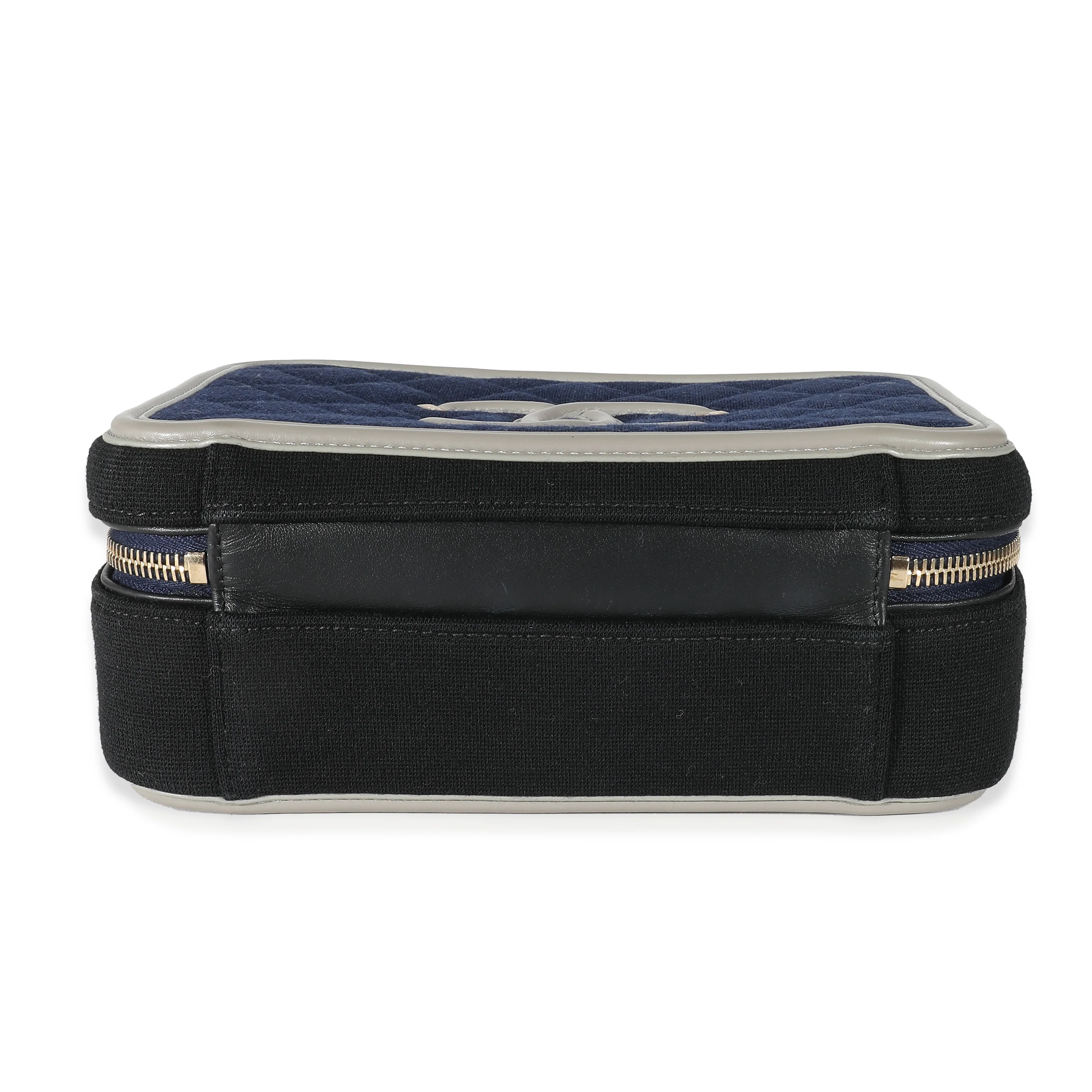 Chanel Navy Grey Multicolor Jersey Medium Filigree Vanity Case - Image 6