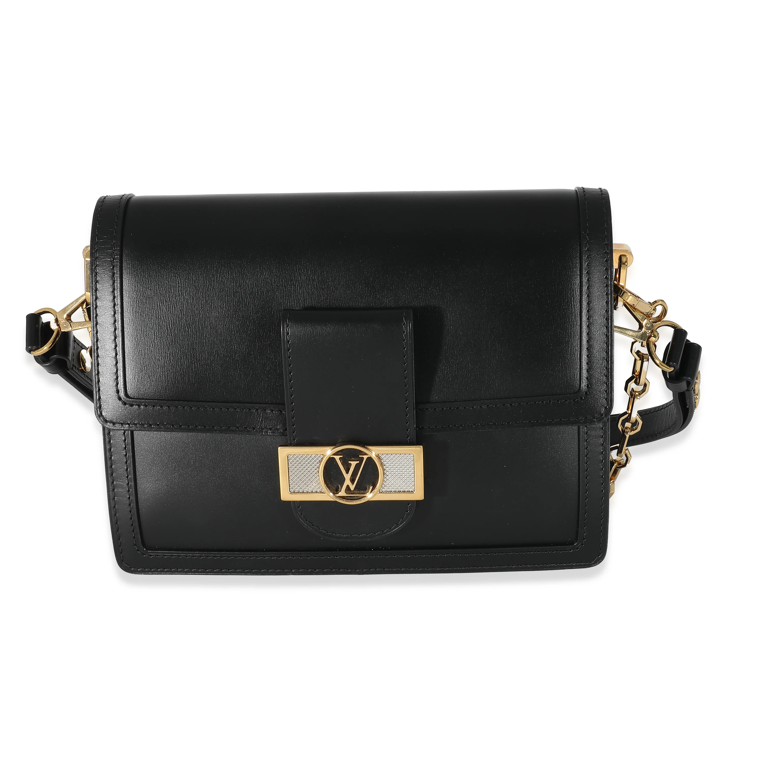 Louis Vuitton Black Smooth Leather Dauphine MM