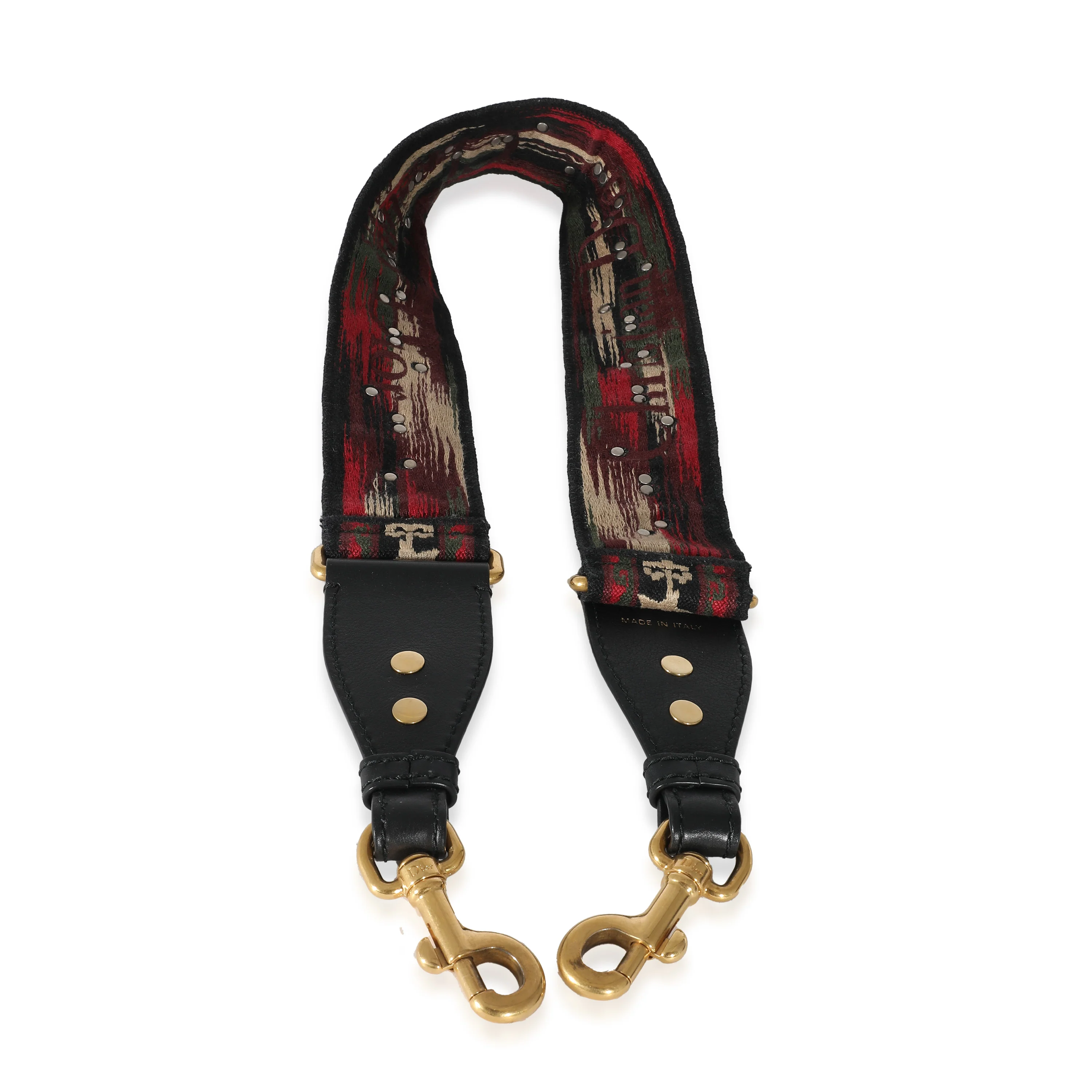 Christian Dior Red Canvas Studded Bohemian Shoulder Strap - Image 2