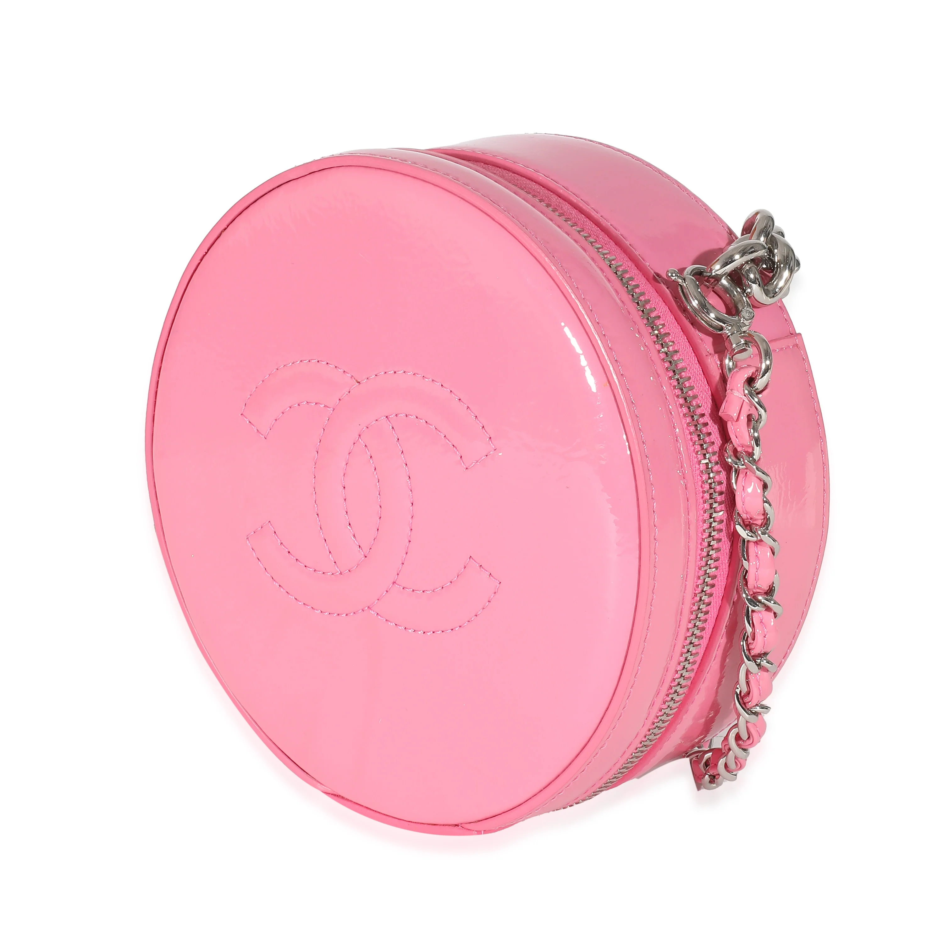 Pink Glazed Calfskin Round As Earth Bag - Image 2