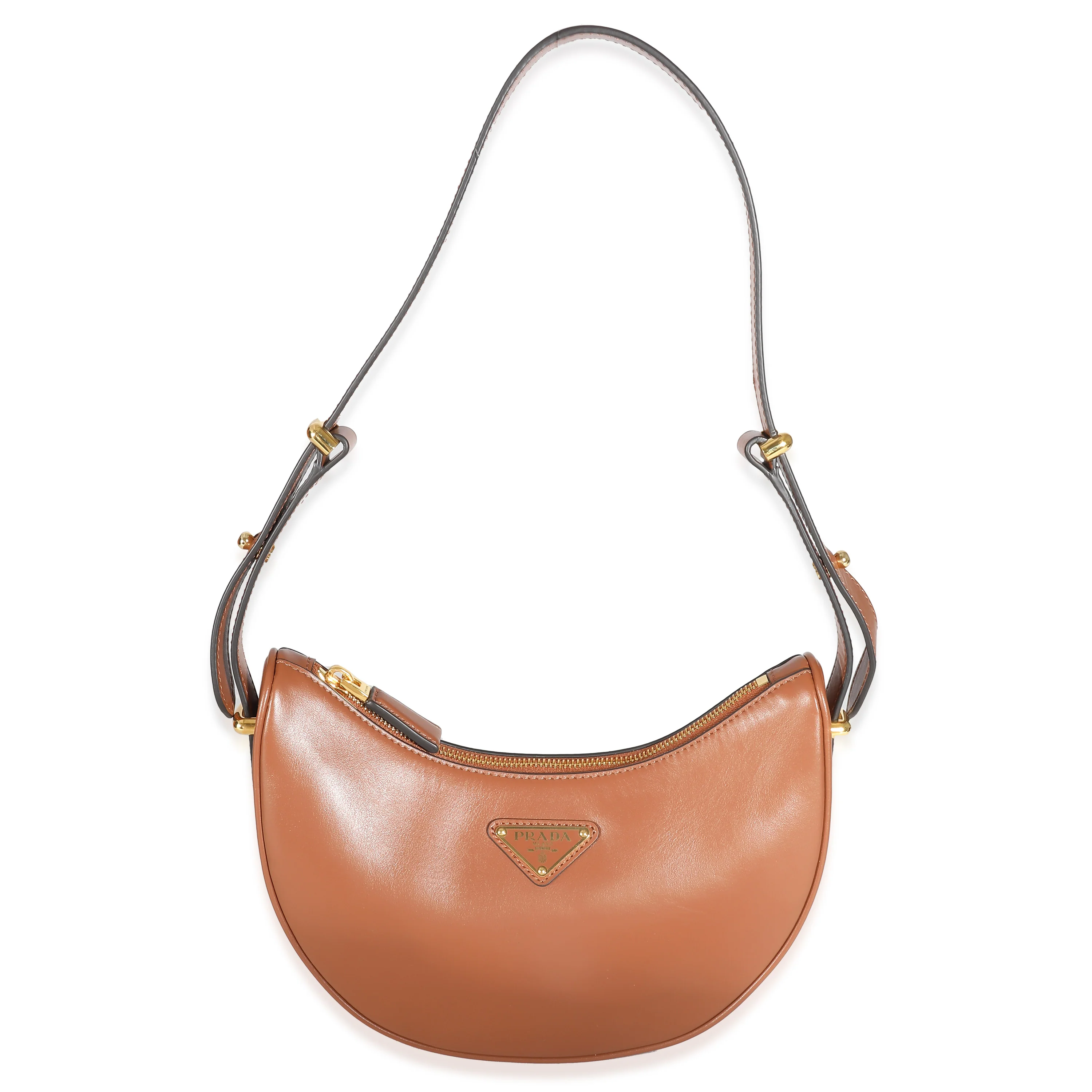 Prada Cognac Nappa Leather Arqué Shoulder Bag